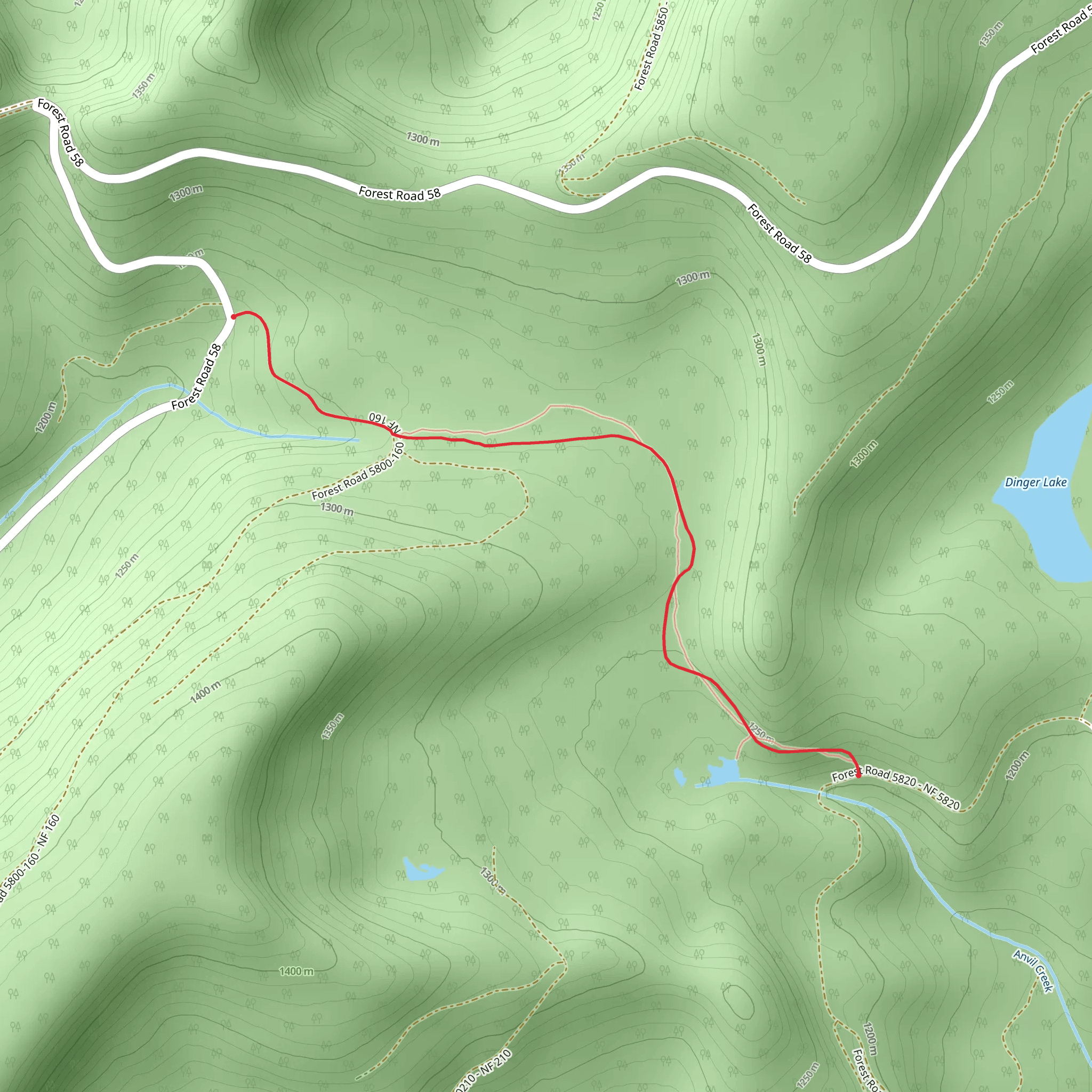 Anvil Lake Trail mobile static map