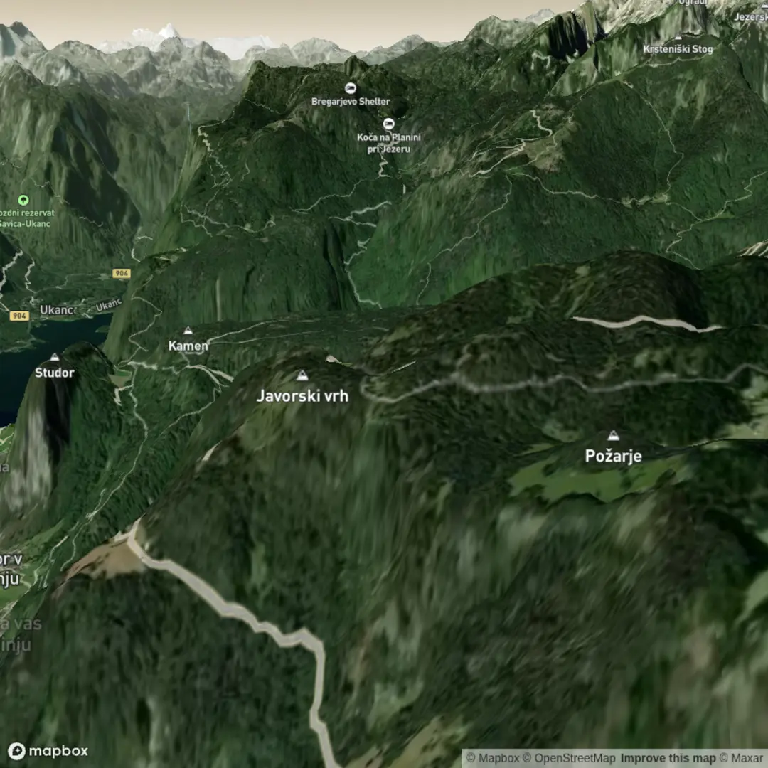 An image depicting the trail Mostnica Gorge and its surrounding area.