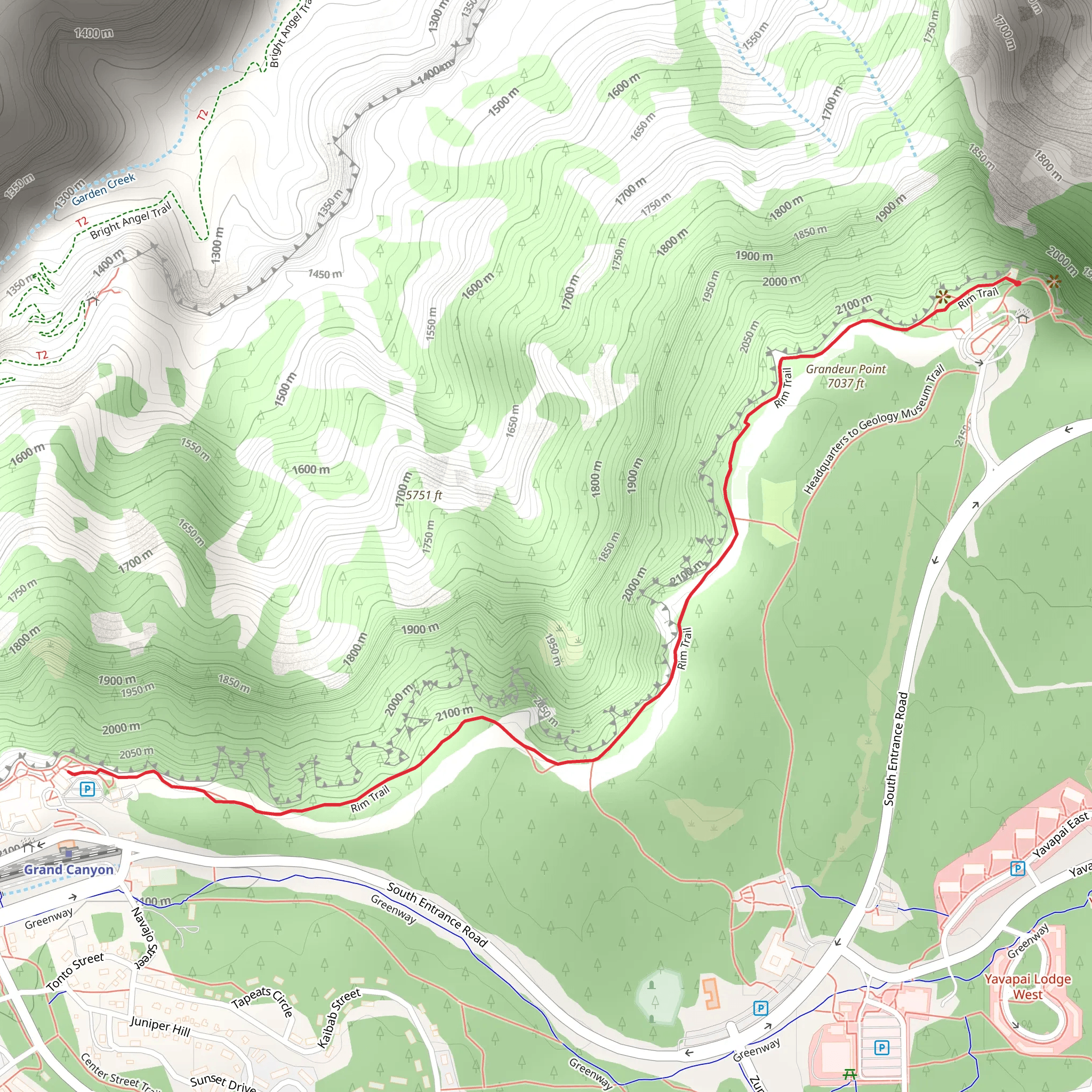 Rim Trail Point to Point mobile static map