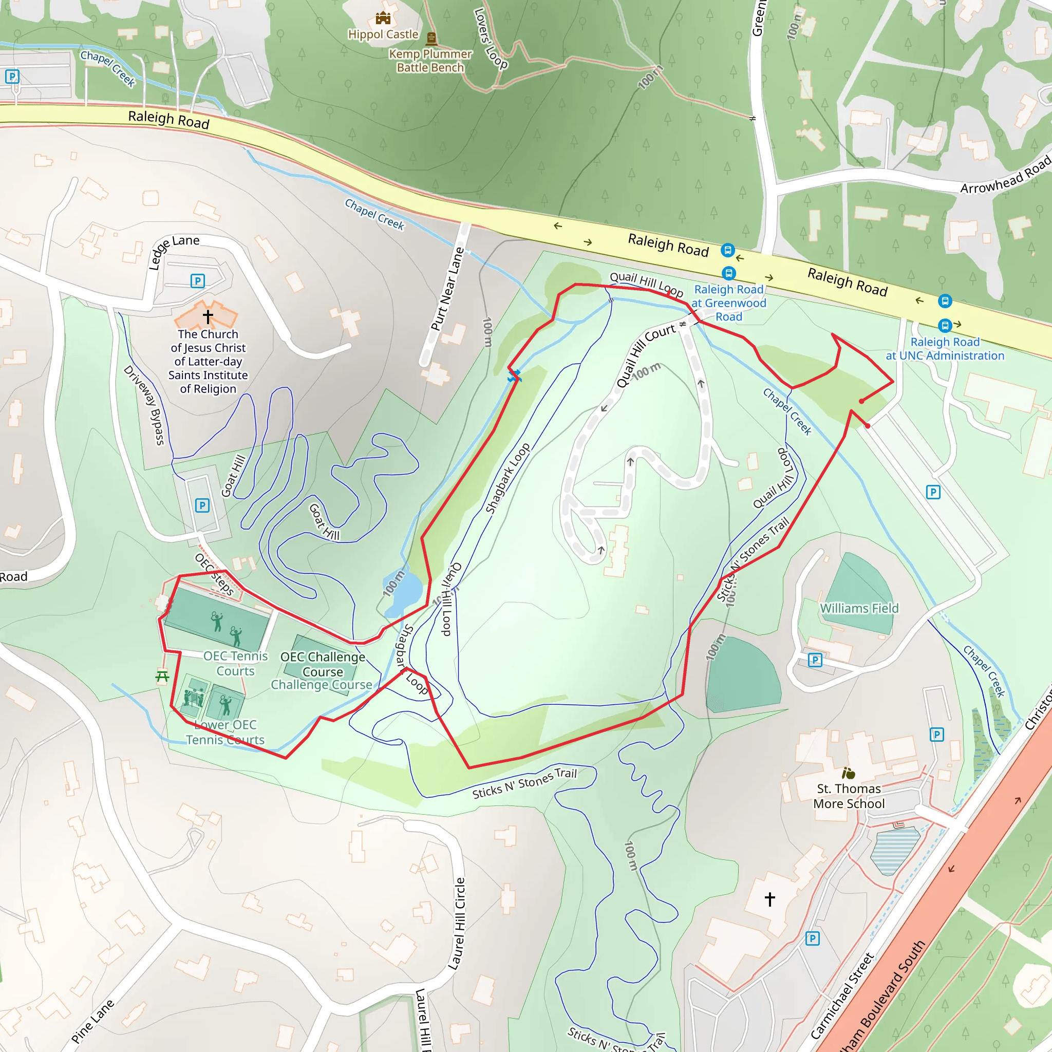 Sticks N' Stones and Quail Hill Loop Trail mobile static map