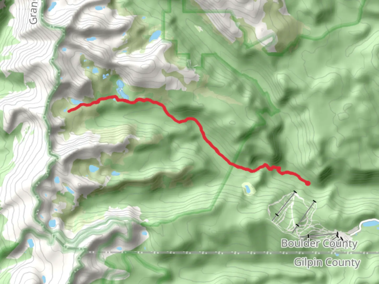 An image depicting the trail Devil's Thumb Bypass Trail and its surrounding area.