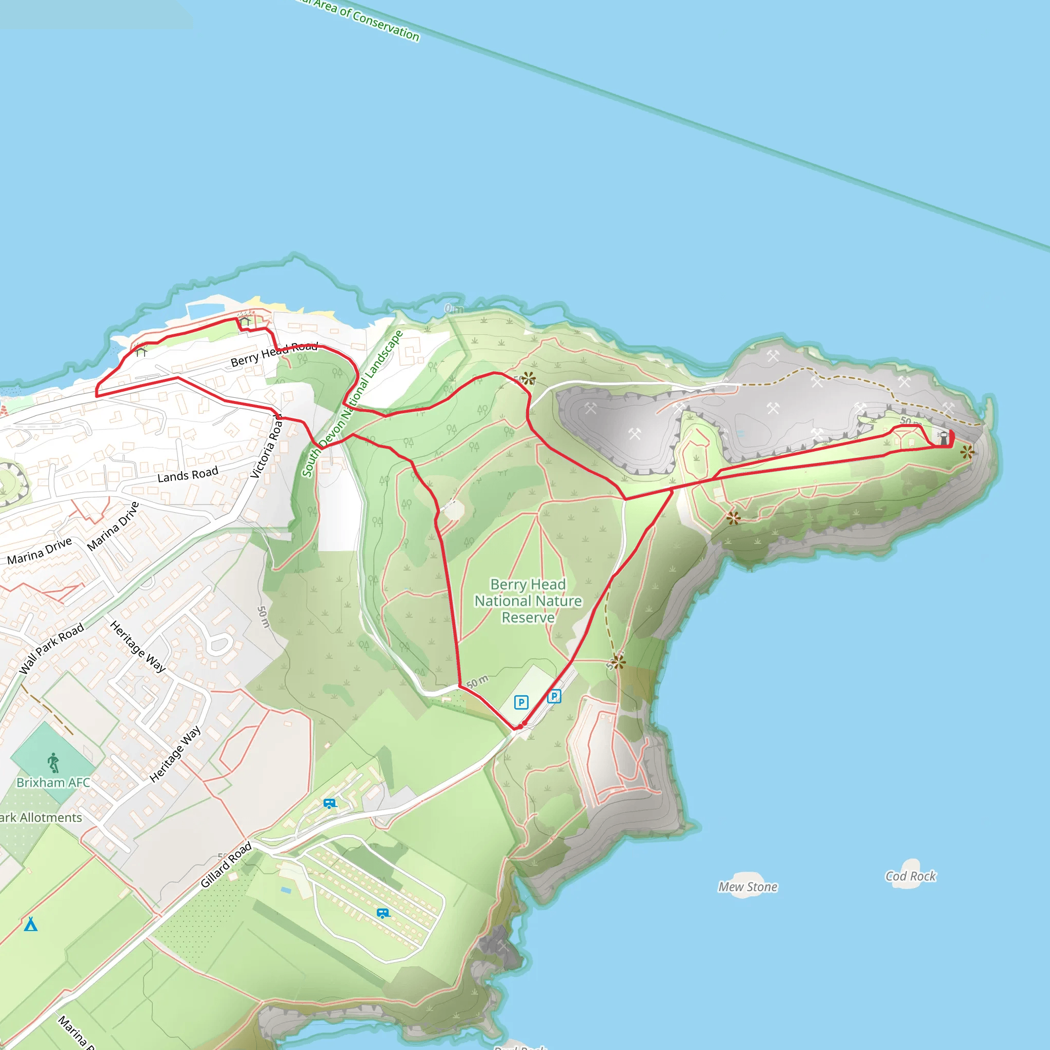 Berry Head Country Park Loop mobile static map