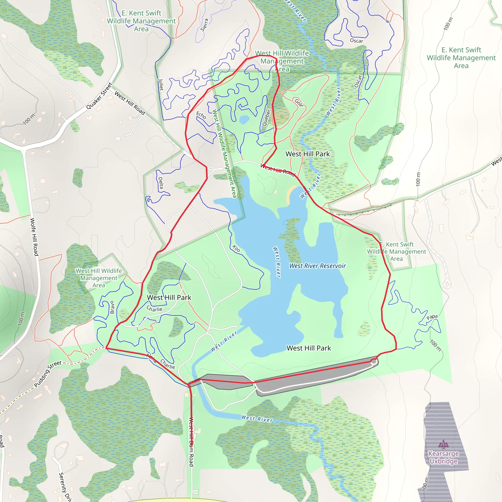 West Hill Reservoir and West Hill Park Loop mobile static map