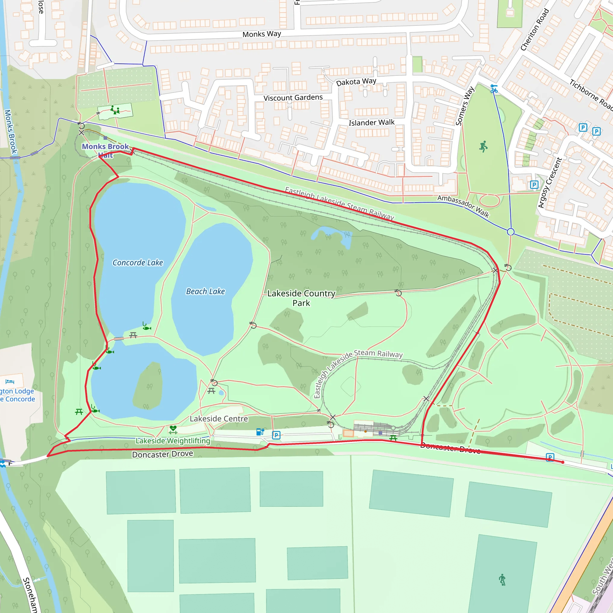 Lakeside Country Park Loop mobile static map