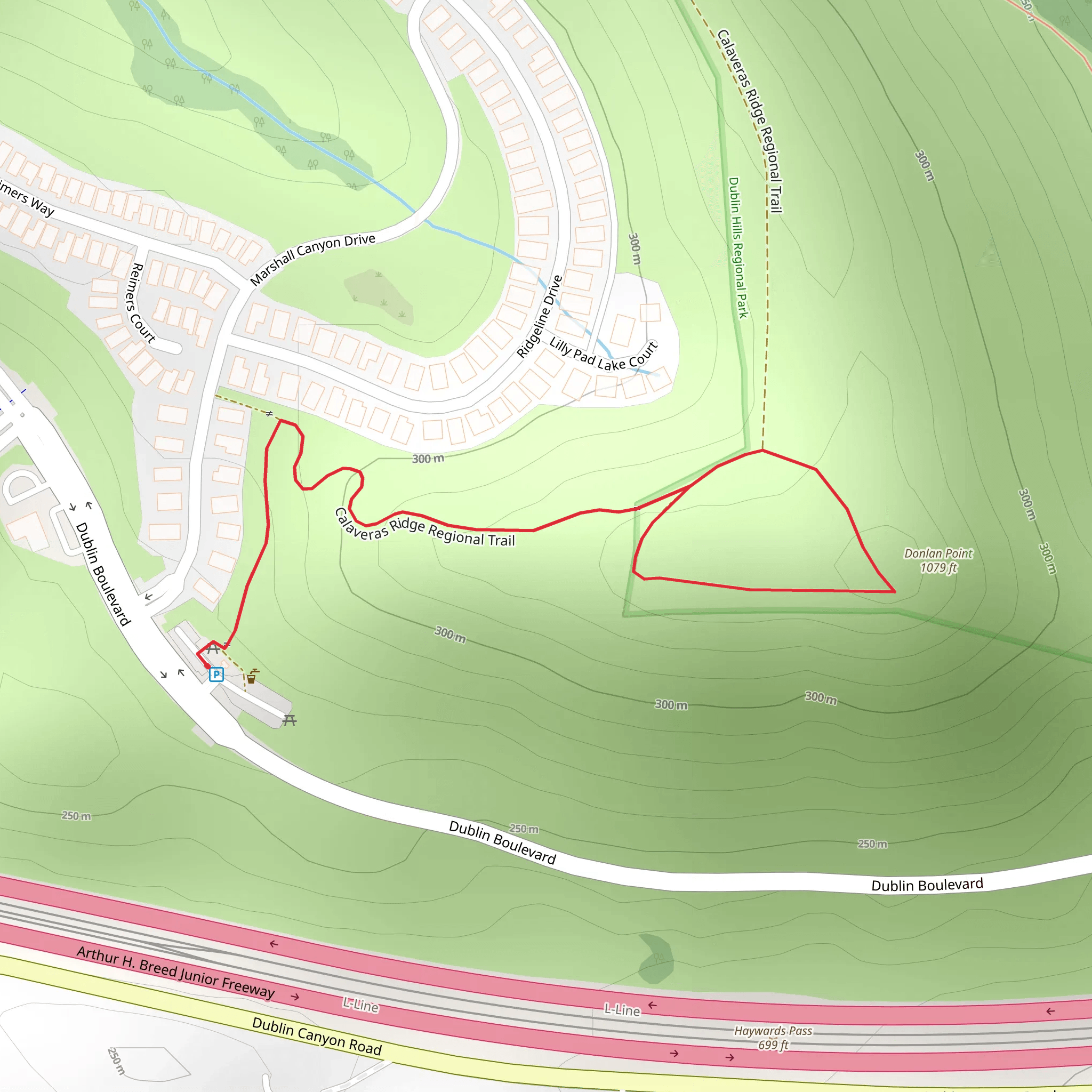 Donlan Point via Calaveras Ridge Regional Trail mobile static map