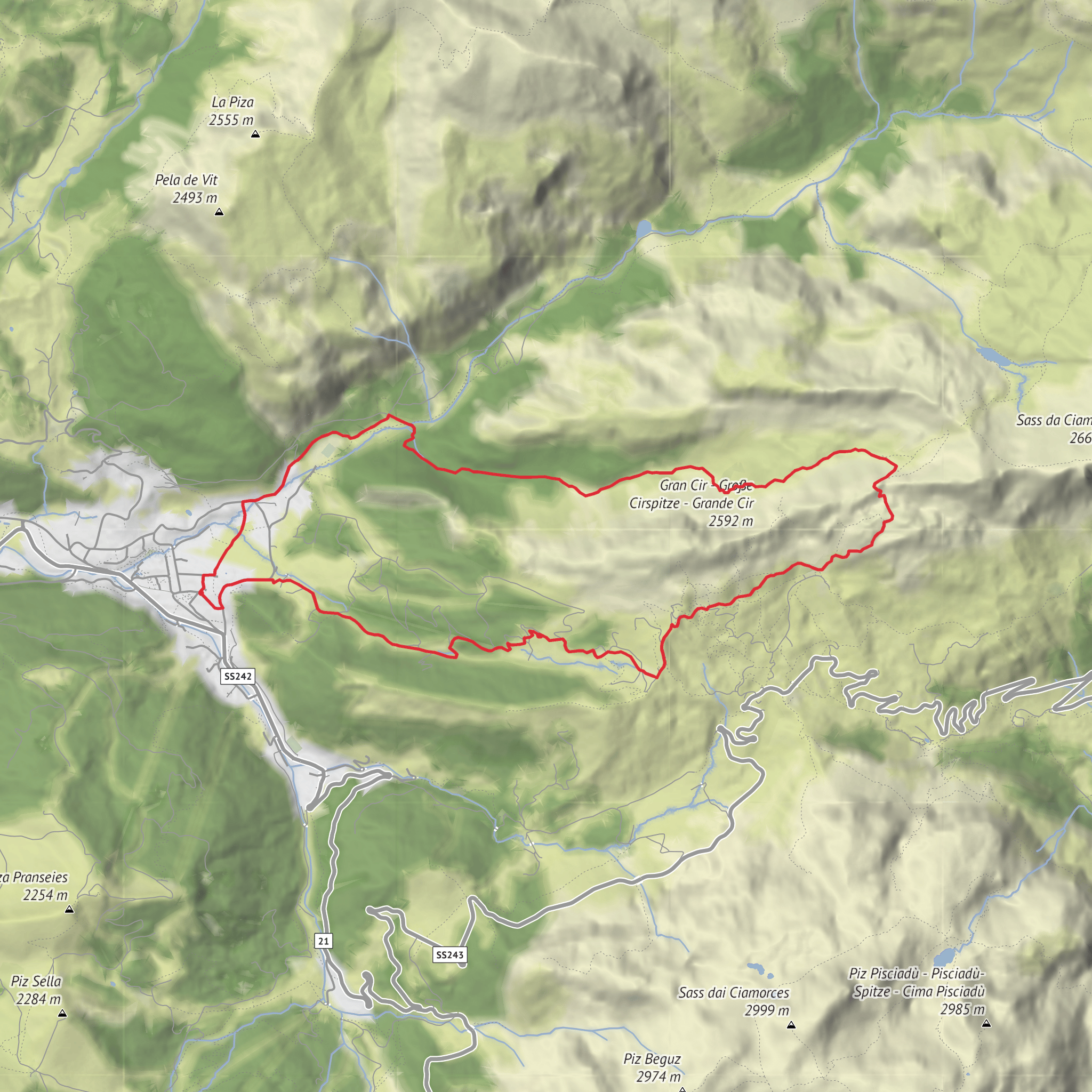 Hike 18 - Selva_Val_Gardena__Dantercepies__Forcella_de_Cir mobile static map
