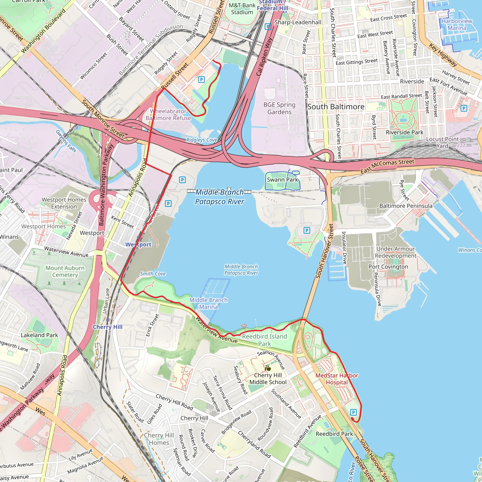 Middle Branch Trail mobile static map