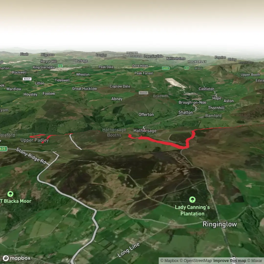 An image depicting the trail Padley Gorge, Higger Tor + Stanage Edge Walk From Hathersage and its surrounding area.
