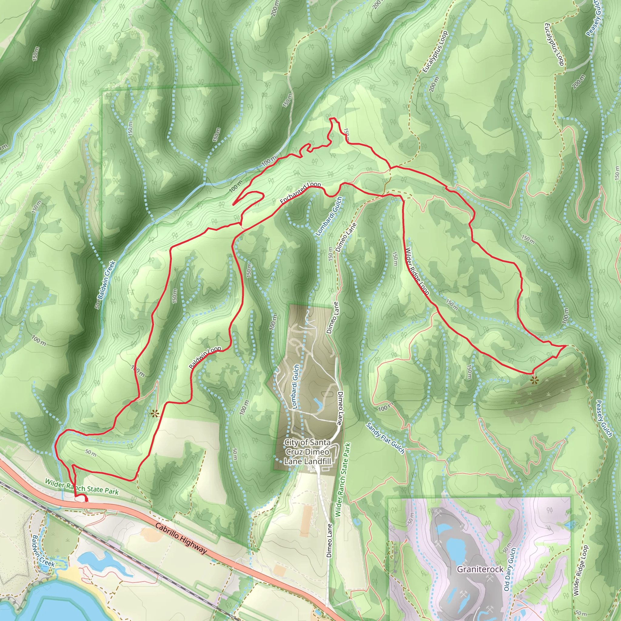 Baldwin, Enchanted and Twin Oaks Loop Trail mobile static map