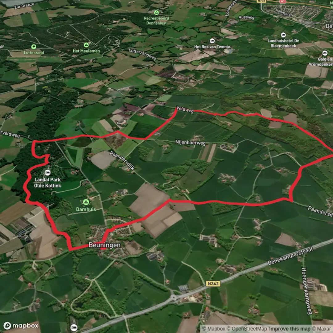 An image depicting the trail Hakenberg and Austie in Beuningen and its surrounding area.