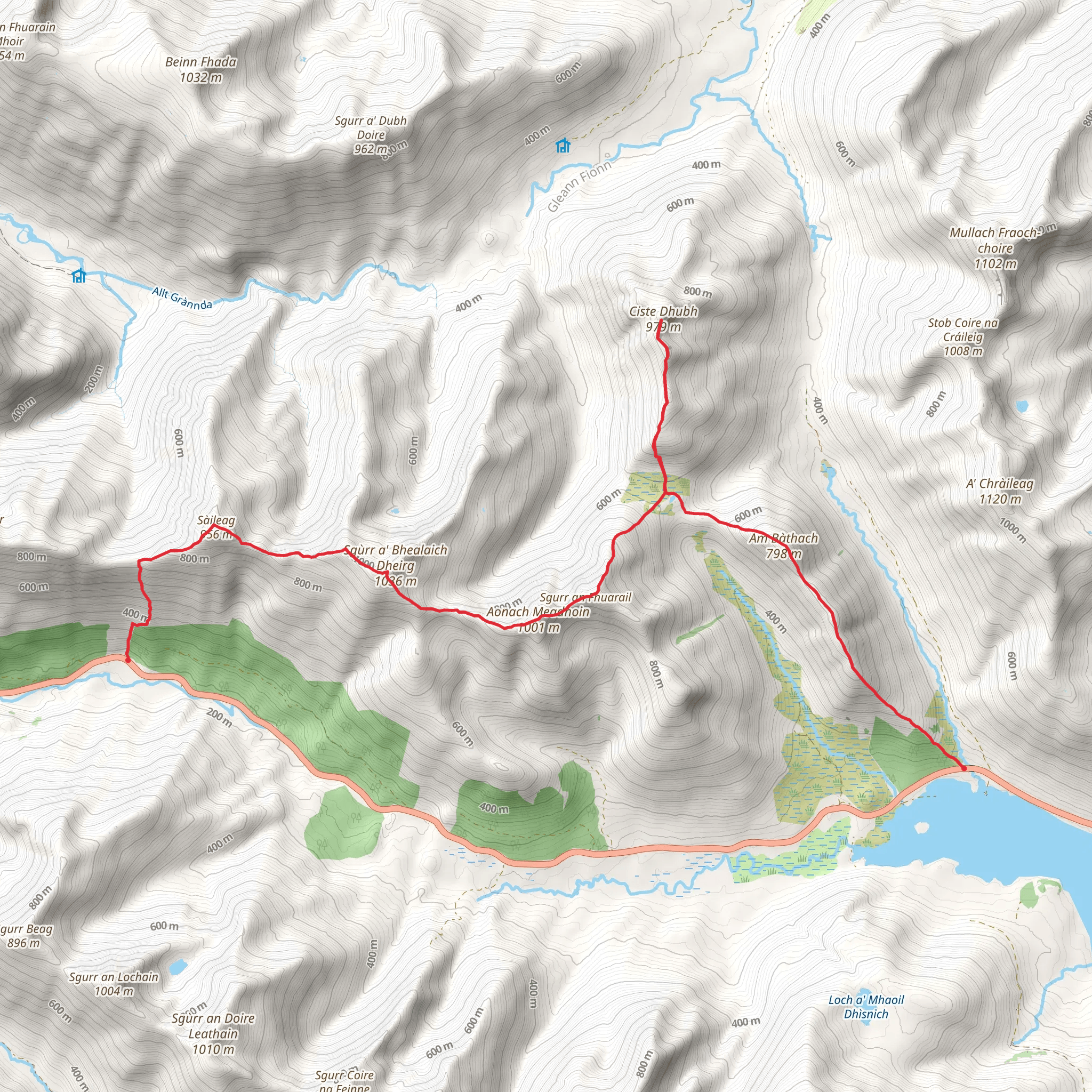 Ciste Dhubh and Sgùrr a' Bhealaich Dheirg mobile static map