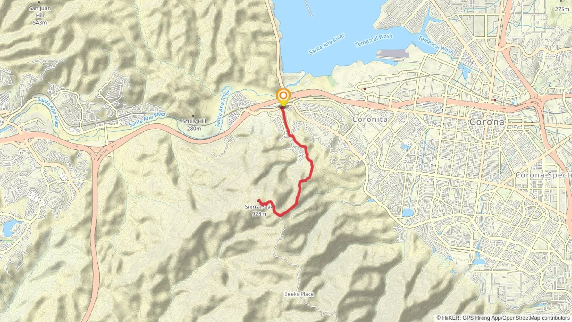 An image depicting the trail Sierra Peak from Nicholas Place and its surrounding area.