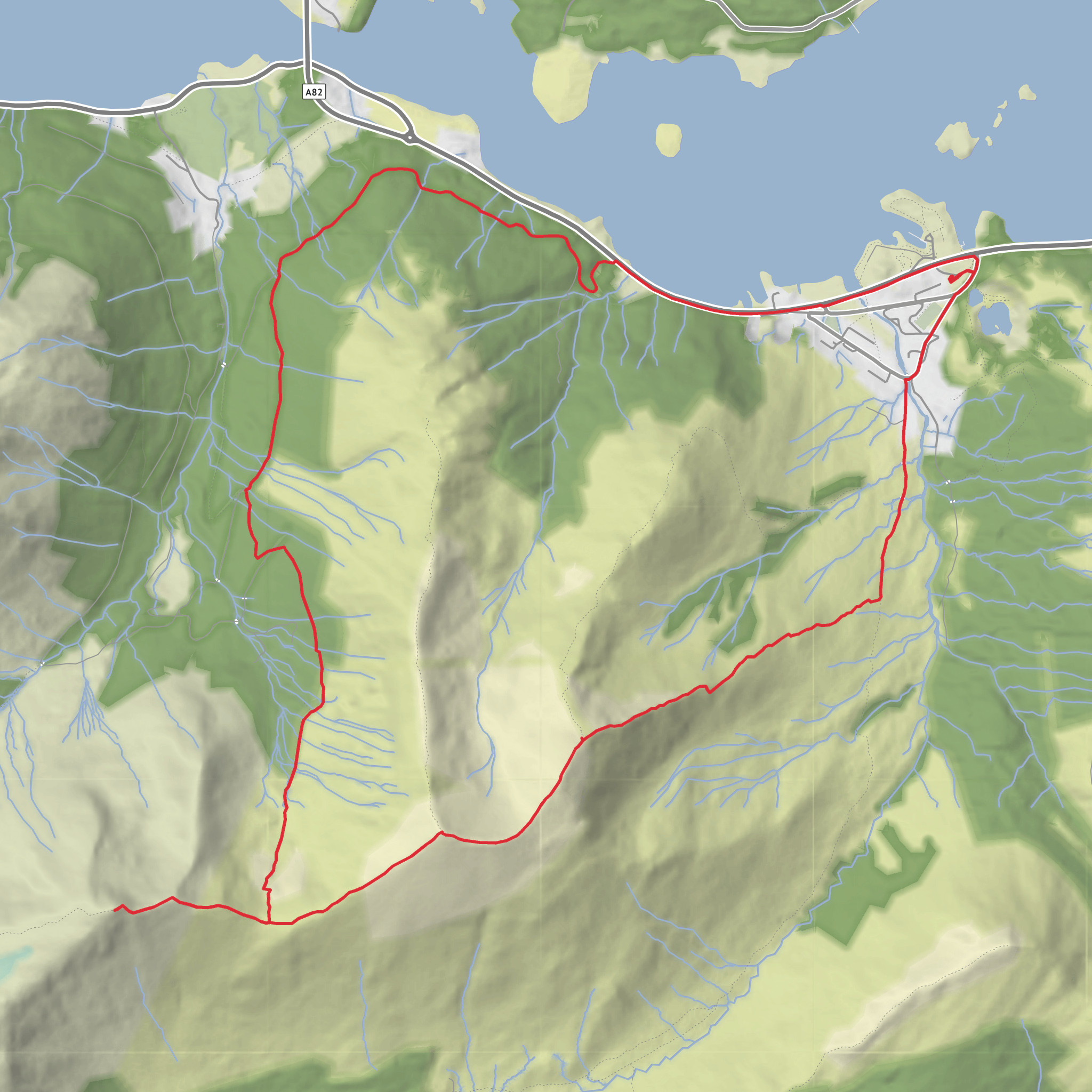 Sgorr Dhearg and Sgorr Dhonuill via Schoolhouse Ridge mobile static map