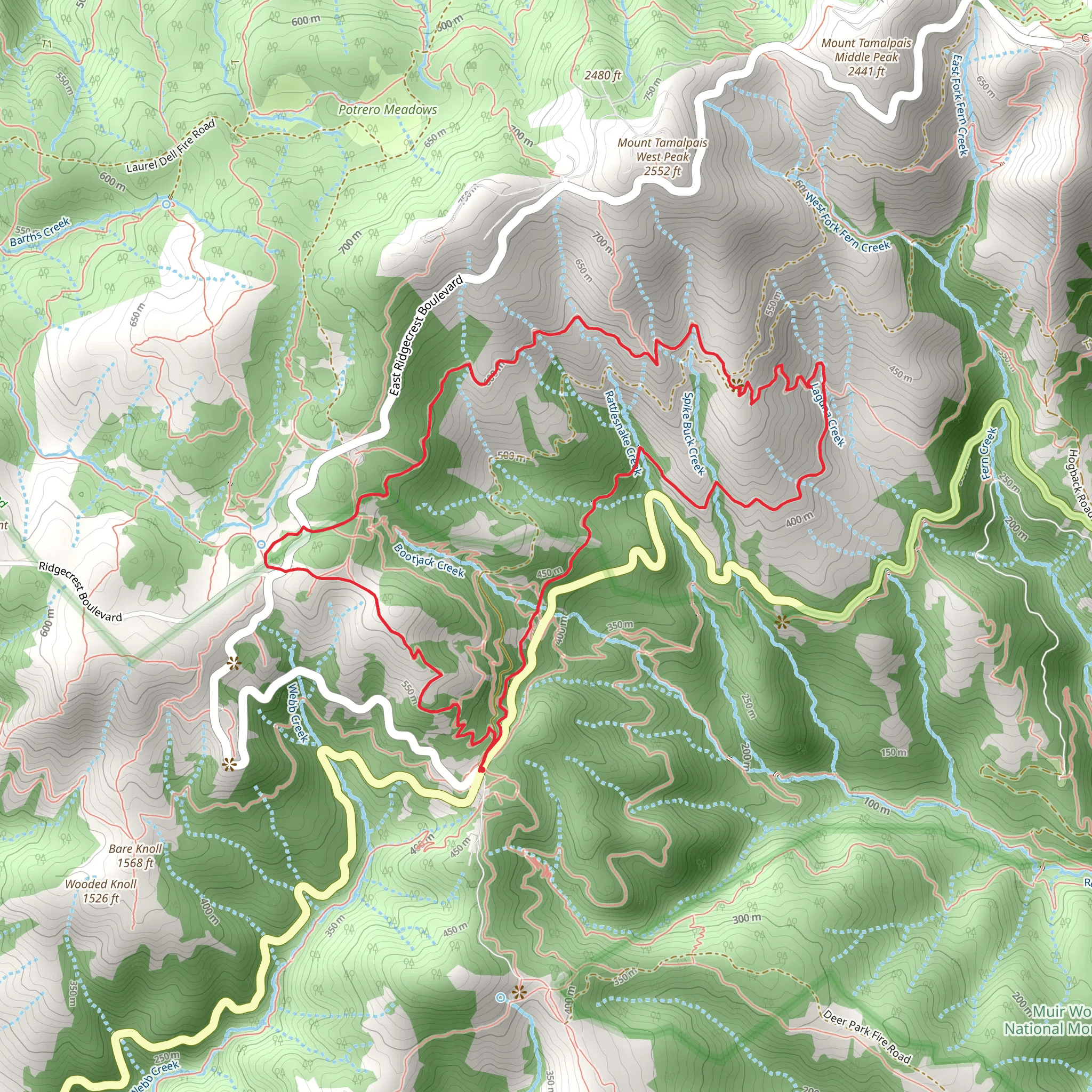 Mount Tamalpais West Point Loop mobile static map