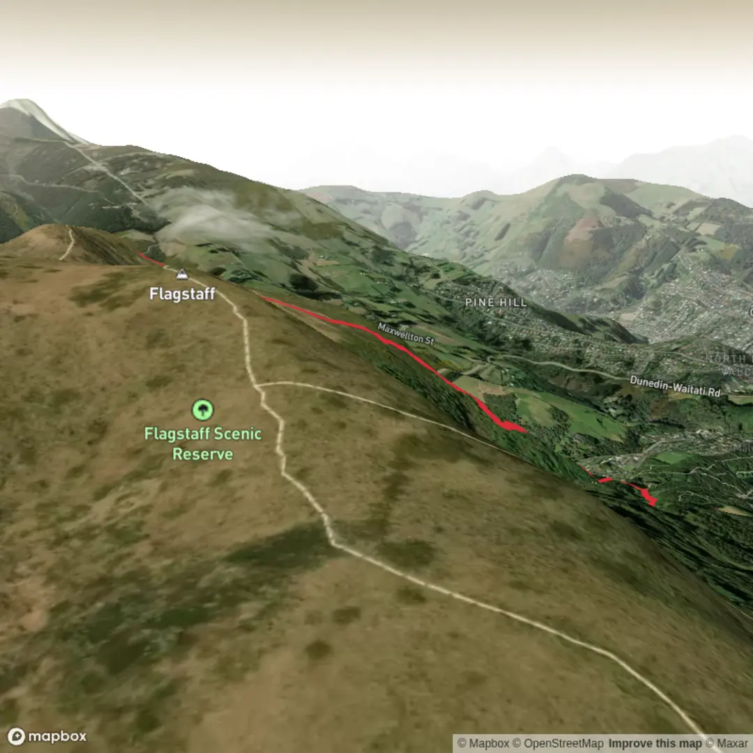 An image depicting the trail Pineapple Track and Davies Track Loop and its surrounding area.
