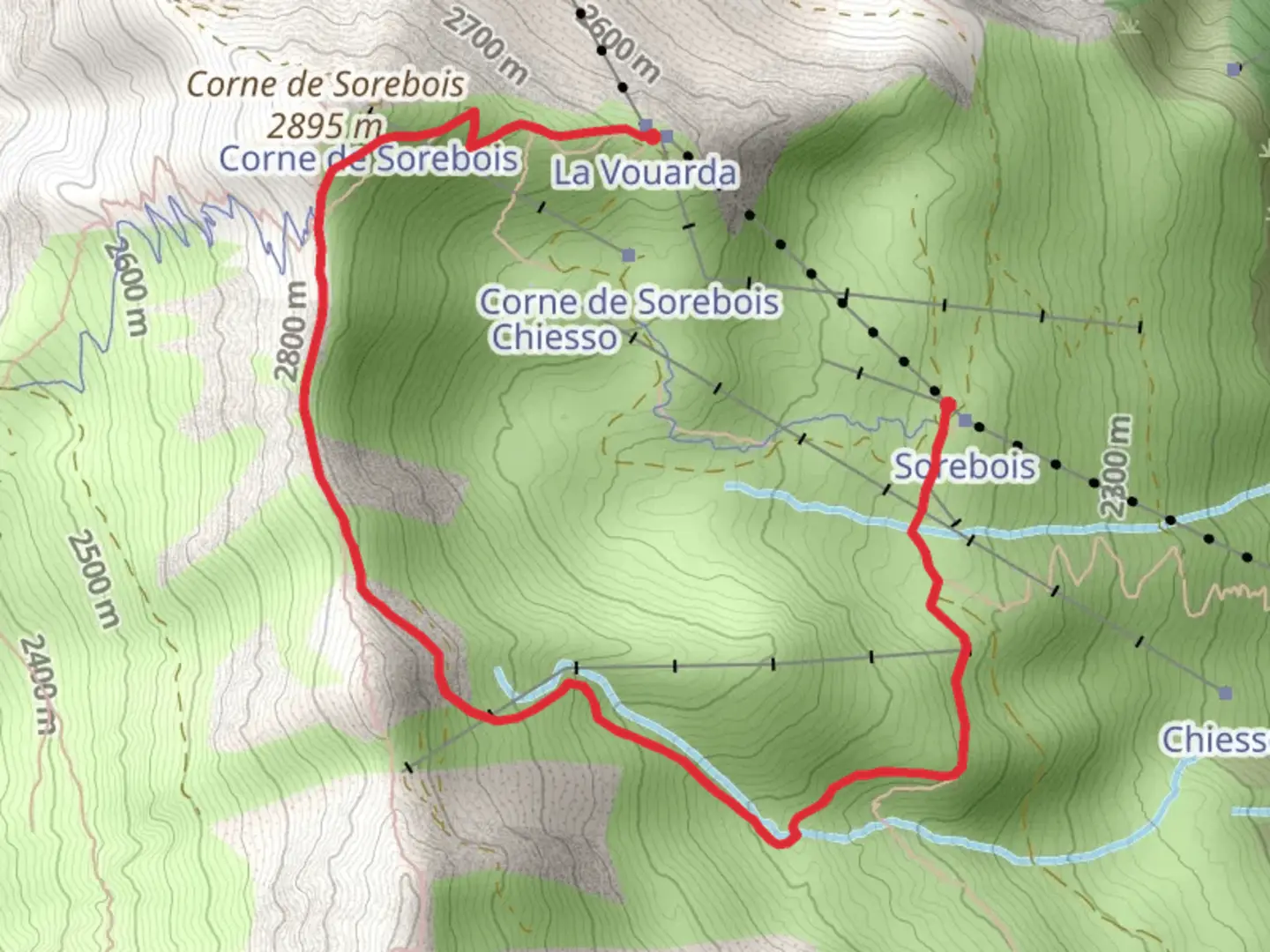 An image depicting the trail Corne de Sorebois and its surrounding area.