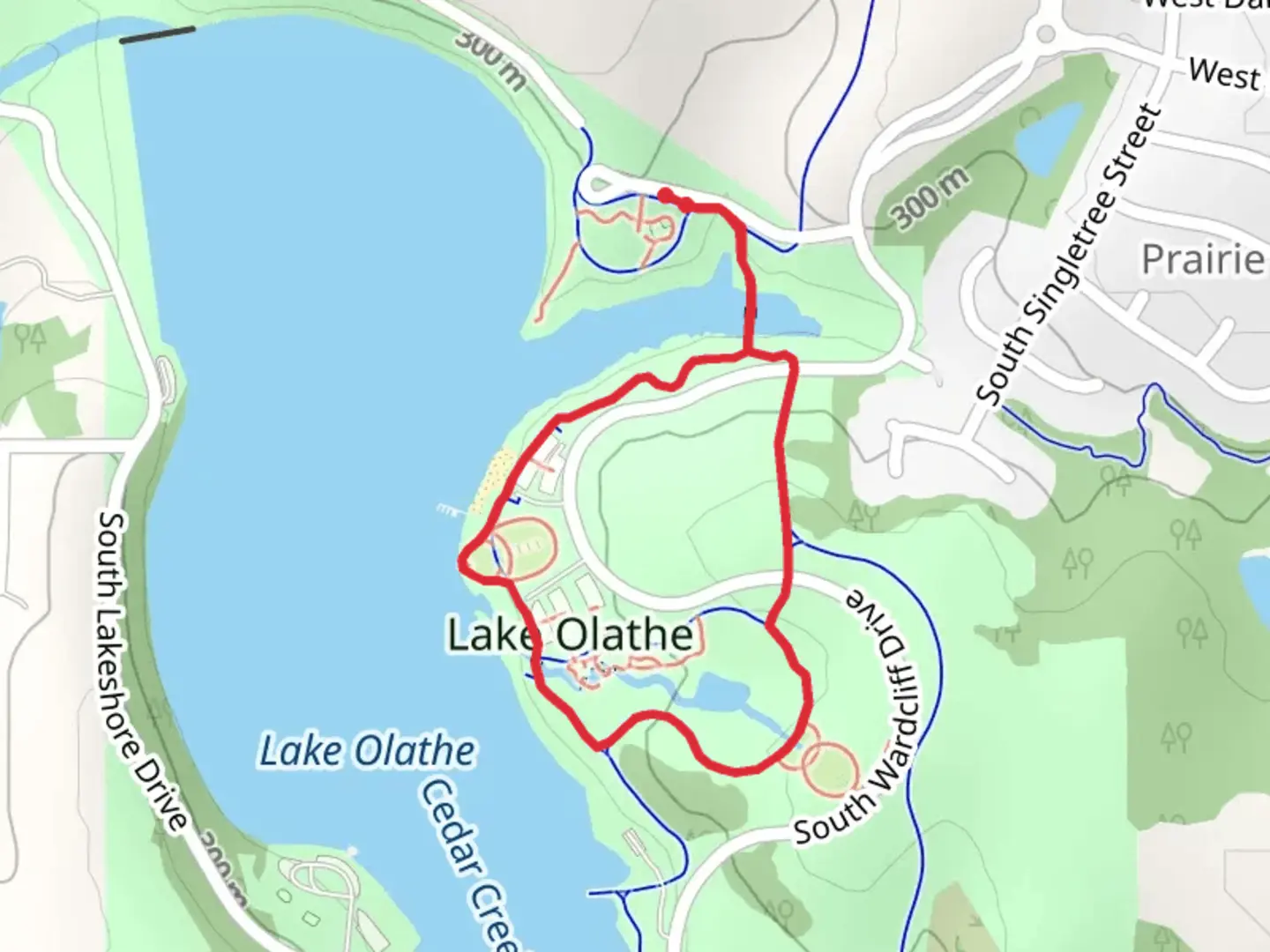 An image depicting the trail South Wardcliff Drive Loop and its surrounding area.