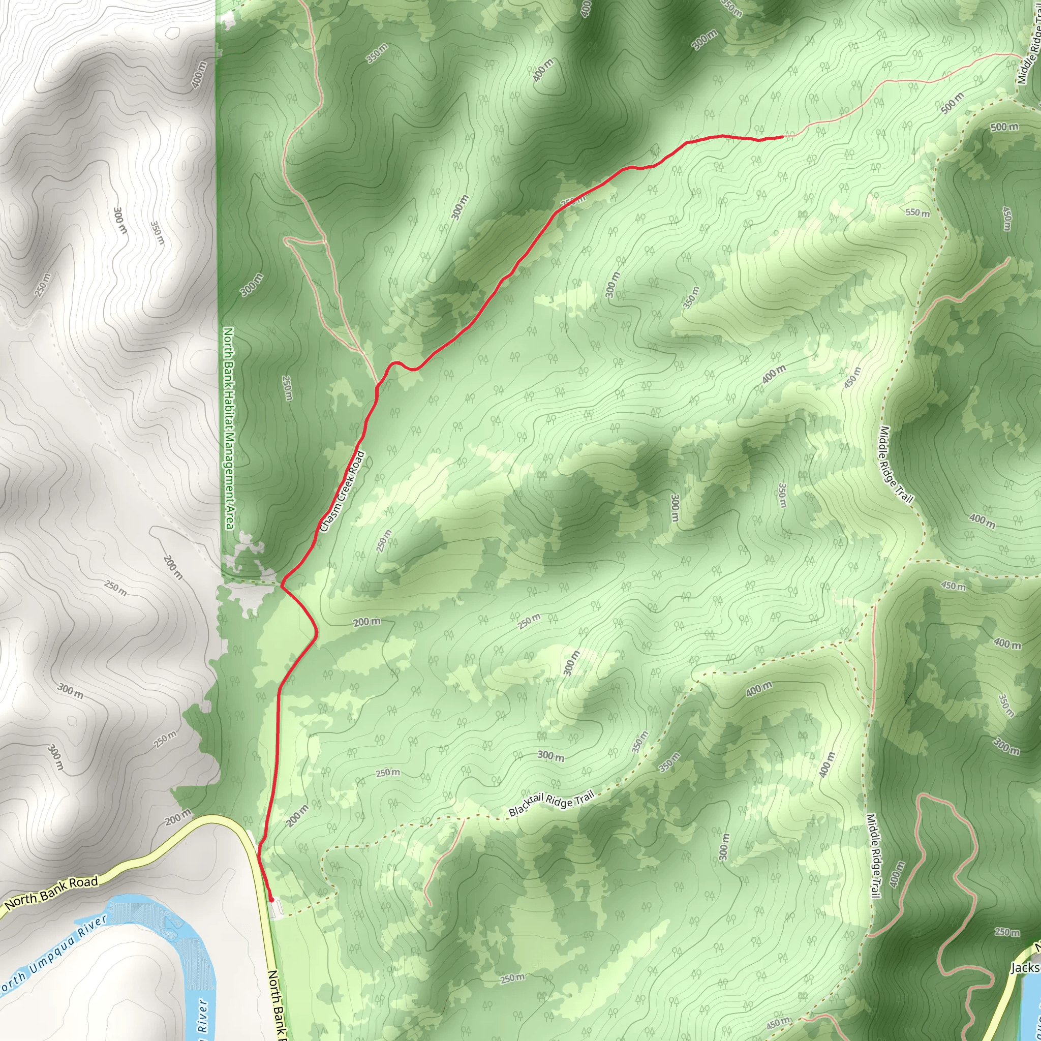 Middle Ridge Trail - North Bank Road mobile static map
