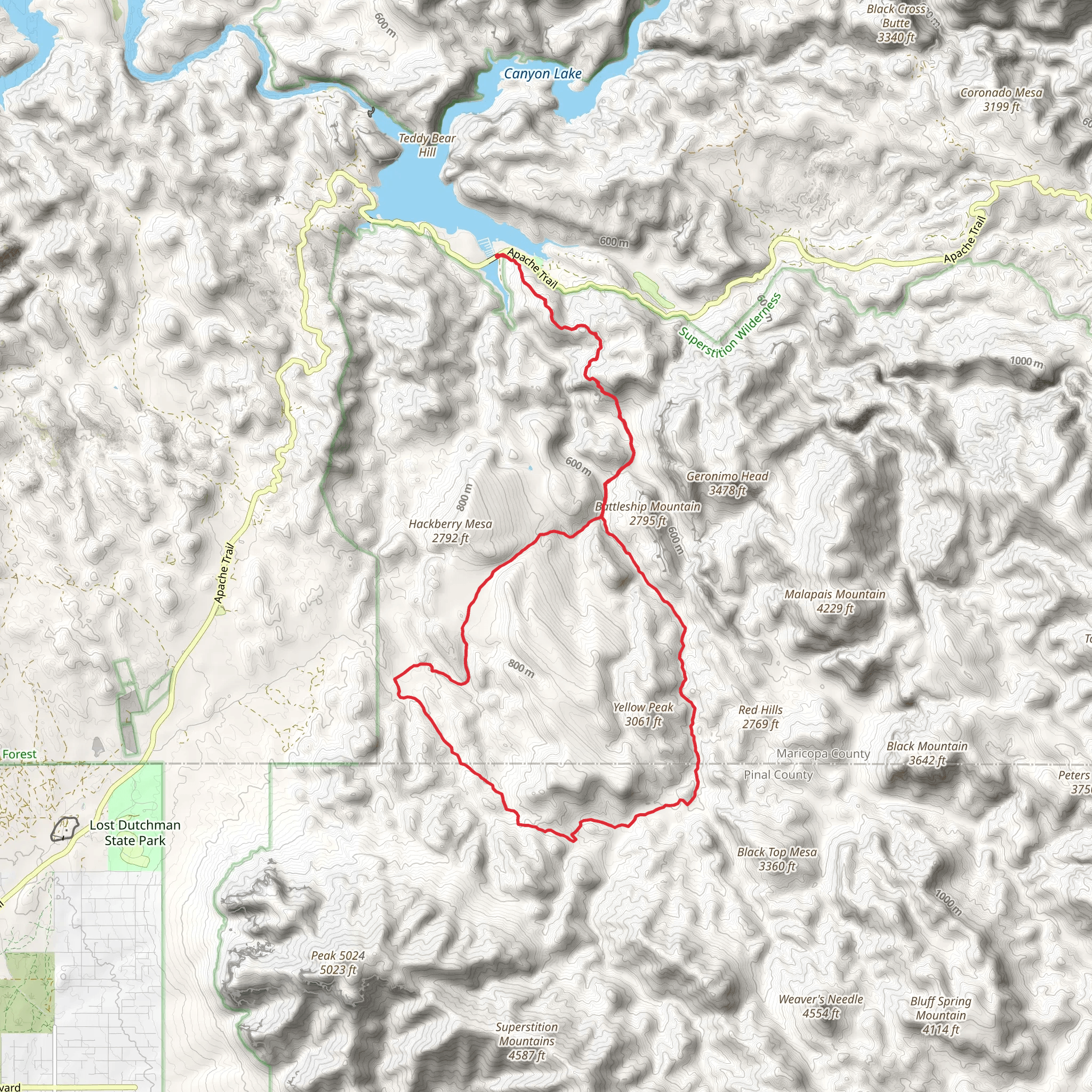 West Boulder Canyon Loop mobile static map