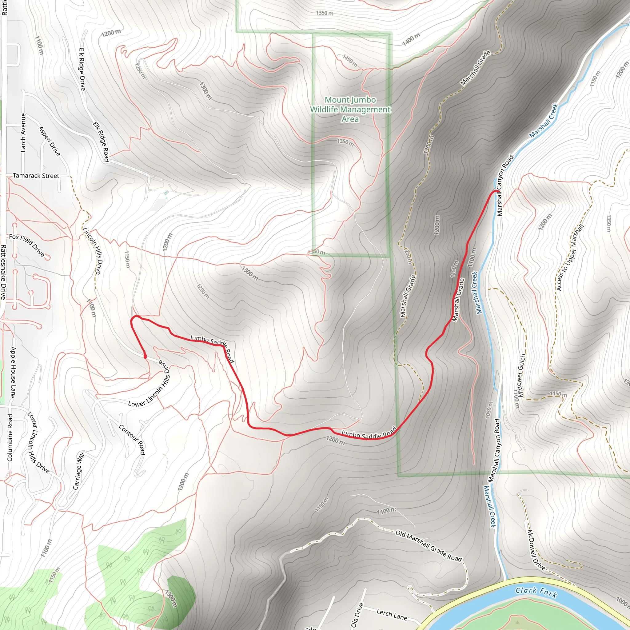 Jumbo Saddle Road and Marshall Grade mobile static map