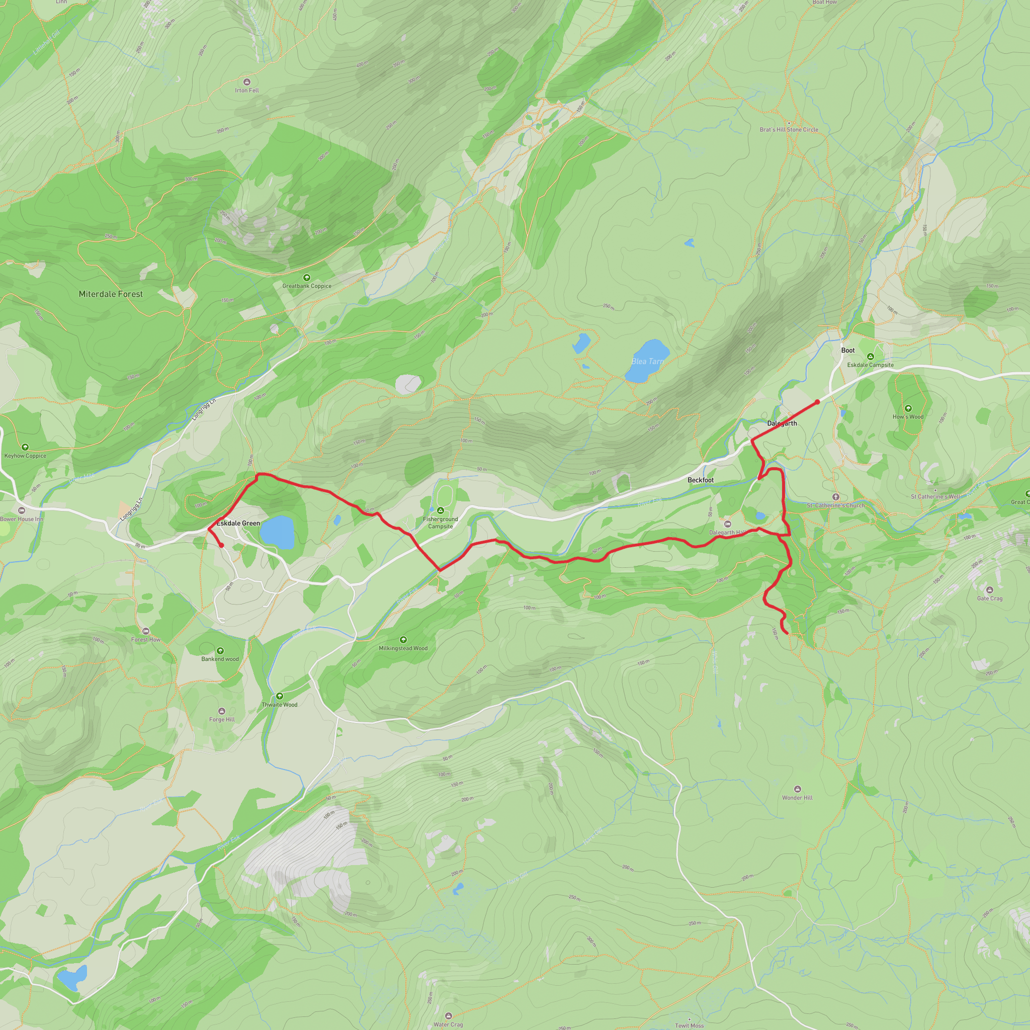 Eskdale Green to Dalesgarth mobile static map