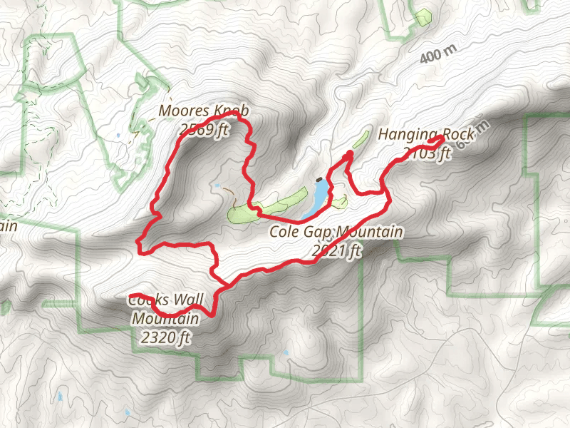 Hanging rock, Cole Gap Mountain, Cooks Wall Mountain and Moores Knob Loop
