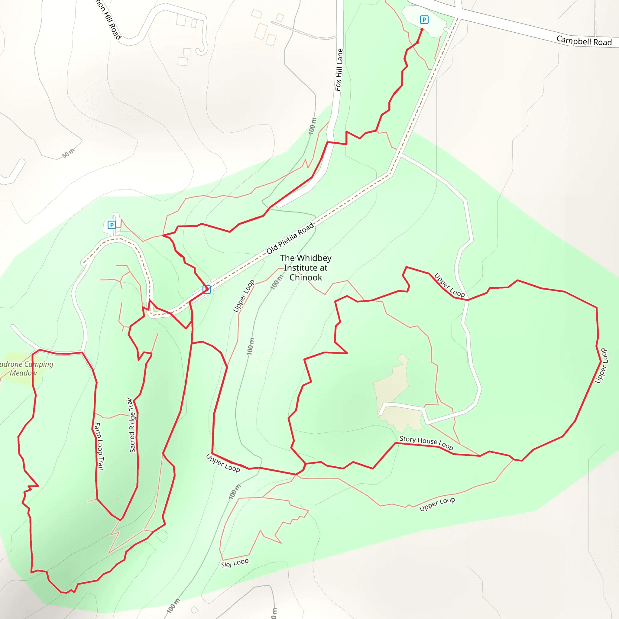 Upper loop and Farm Loop Trail mobile static map