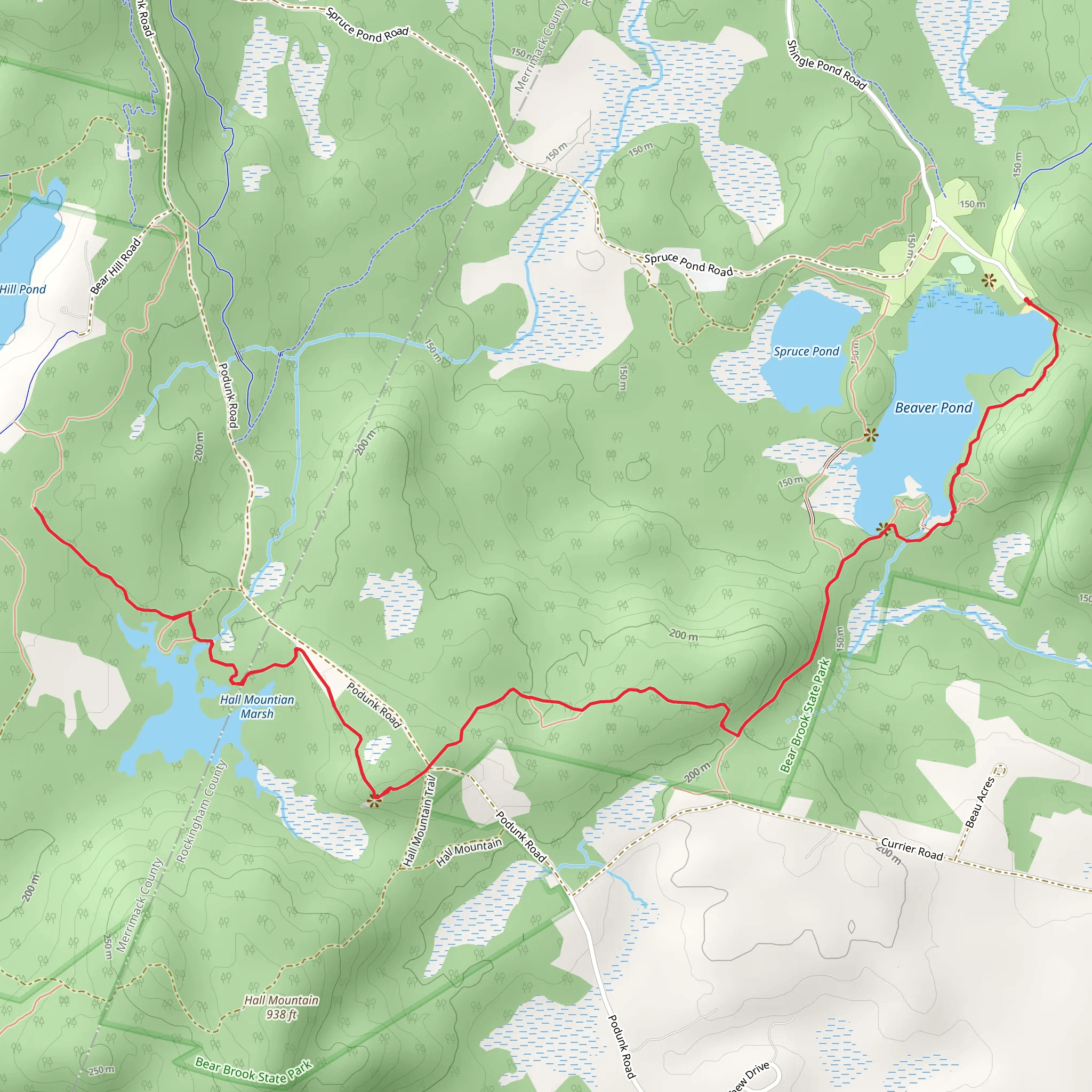 Beaver Pond to Hall Mountain Marsh Trail mobile static map