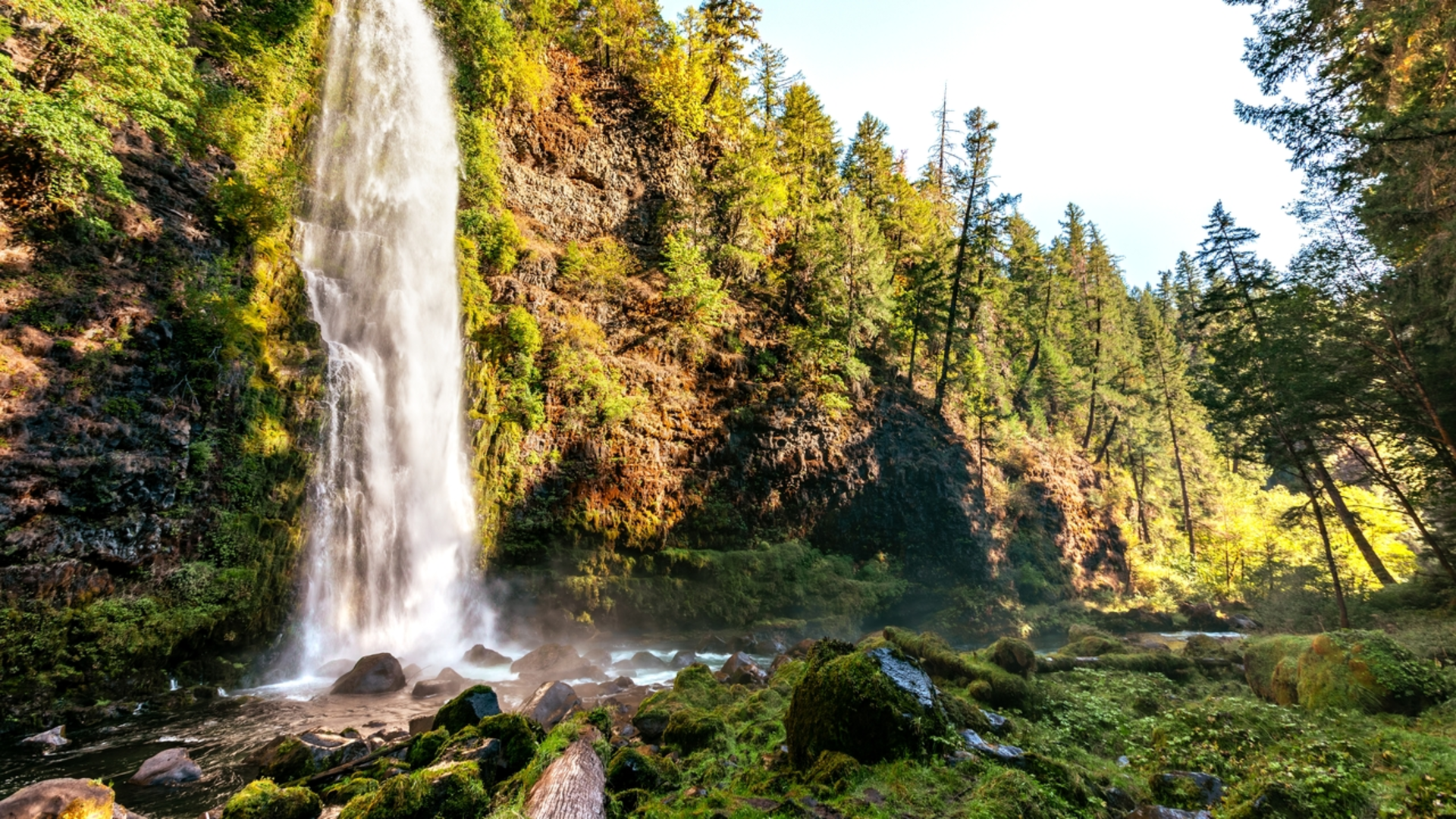 An image depicting the trail Mill Creek Falls and its surrounding area.