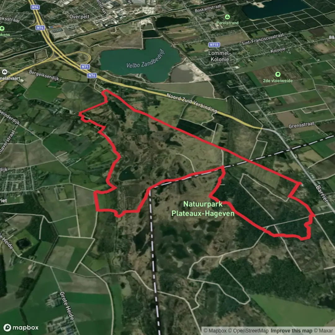 An image depicting the trail Provincievijver via Hagevenpad and its surrounding area.