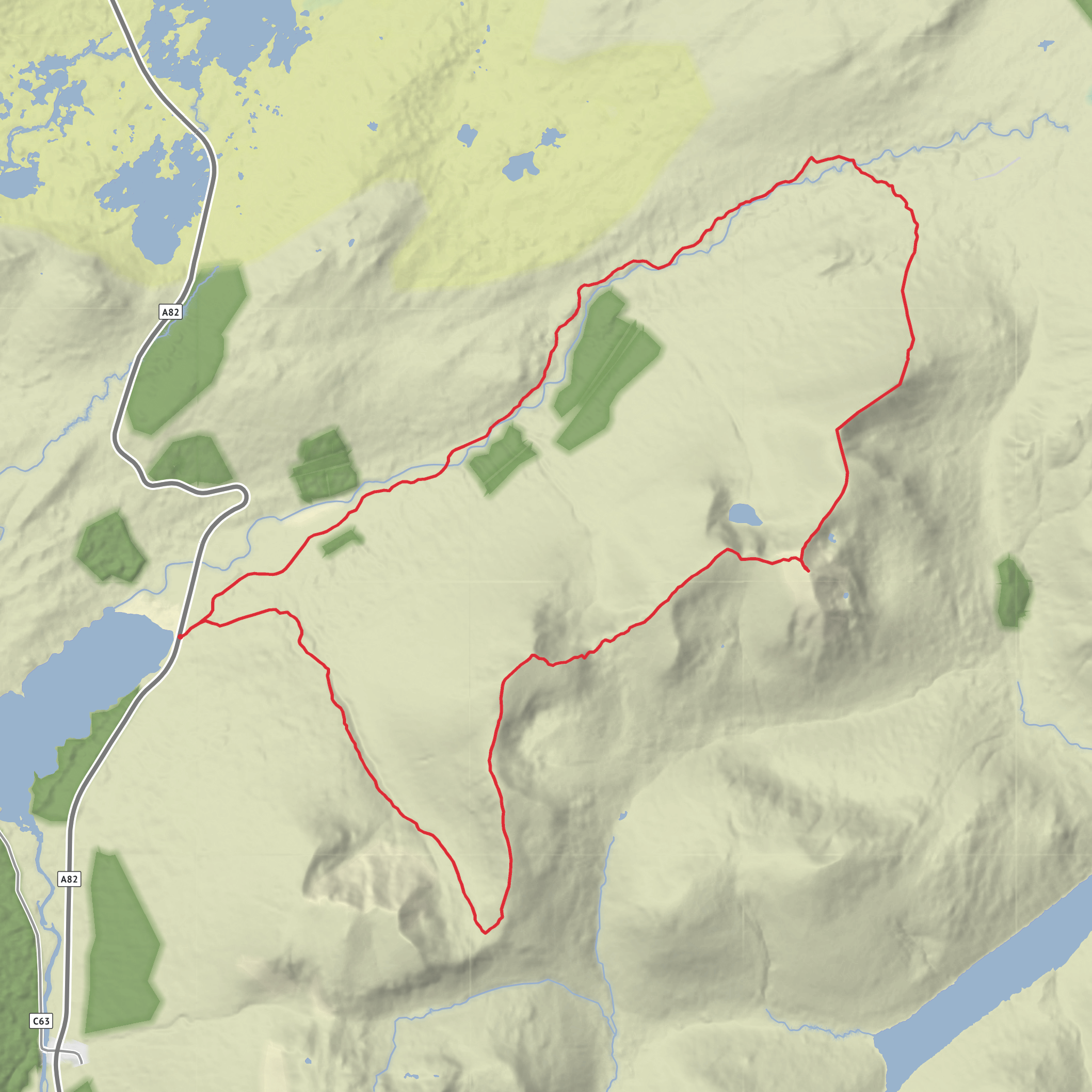 Tom na Pairce, Beinn a Chreachain, Meall Buidhe and Beinn Achaladair Loop from Loch Tulla mobile static map