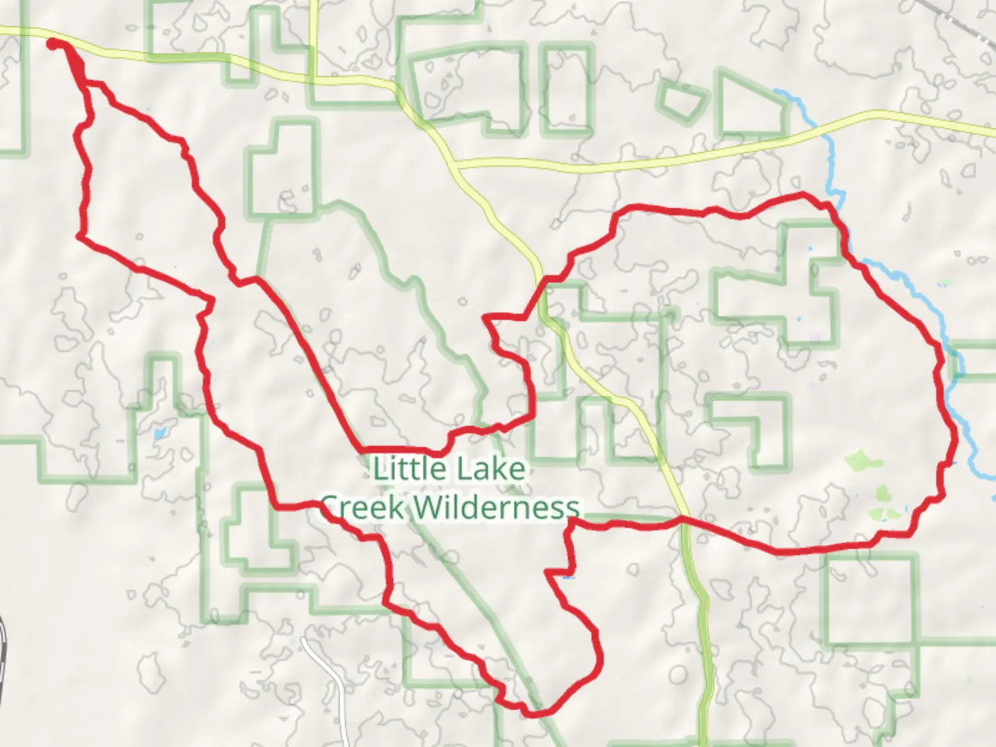 An image depicting the trail Little Lake Creek and Lone Star Hiking Loop Trail - Long and its surrounding area.