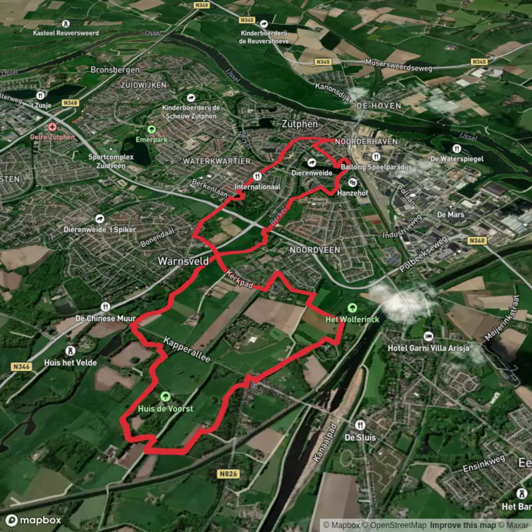 An image depicting the trail De Voorst and Kasteel De Voorst Loop and its surrounding area.
