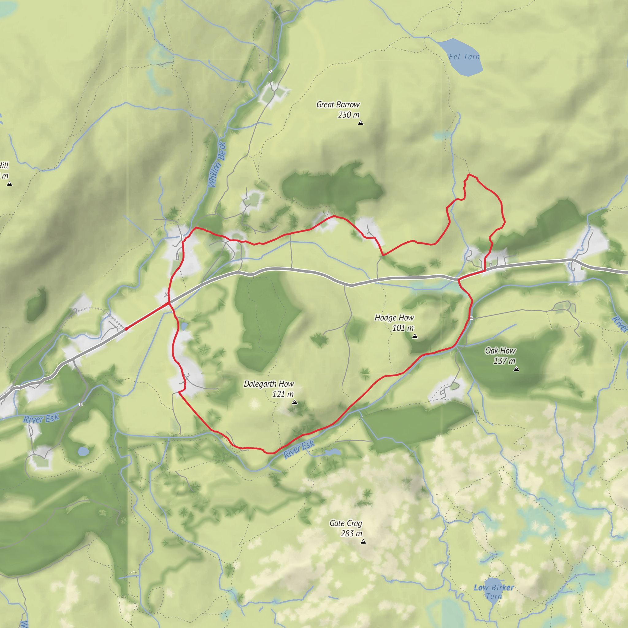 Gill Force Waterfall, Doctor Bridge and Paddock Wray Loop mobile static map