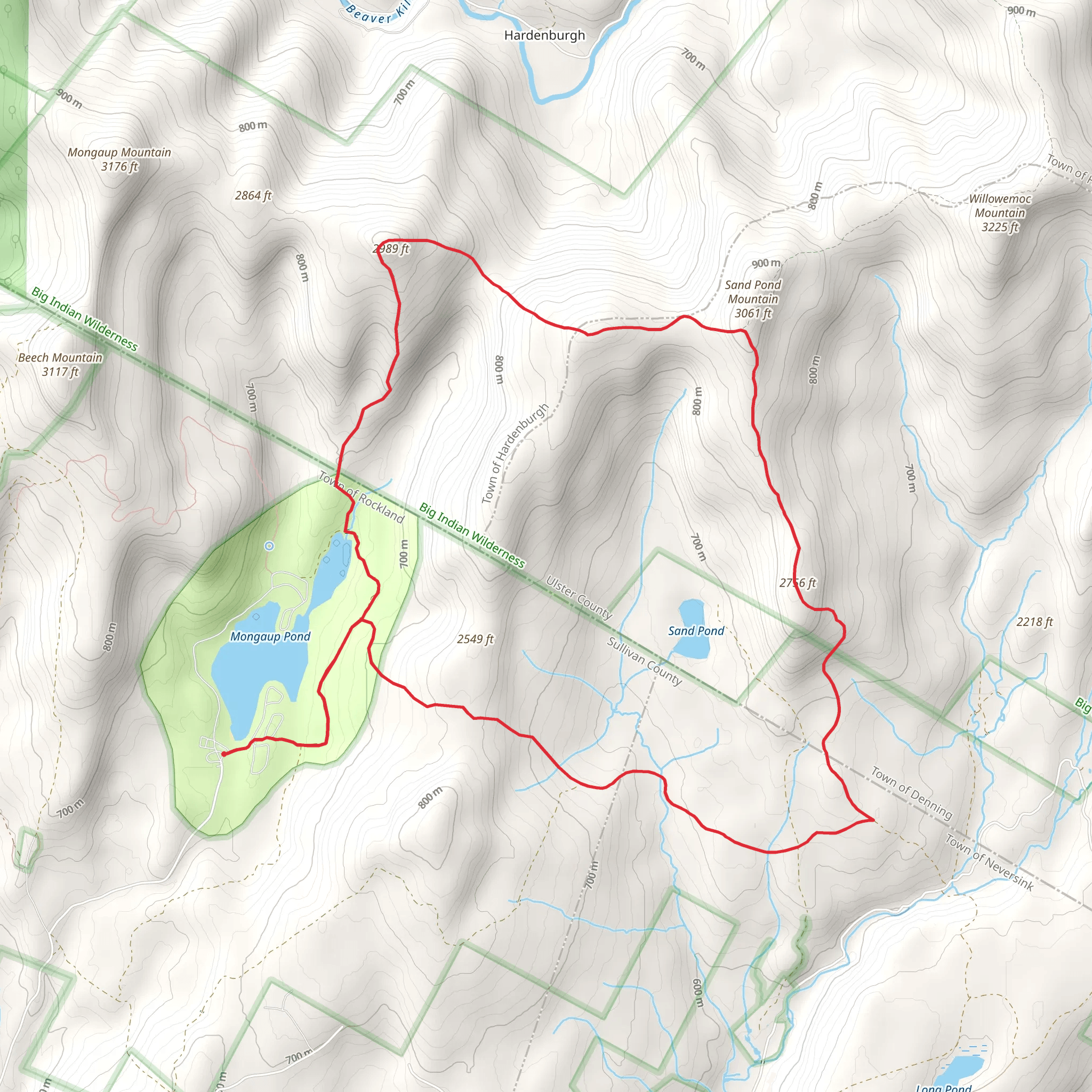 Sand Pond and Sand Pond Mountain Loop Trail mobile static map