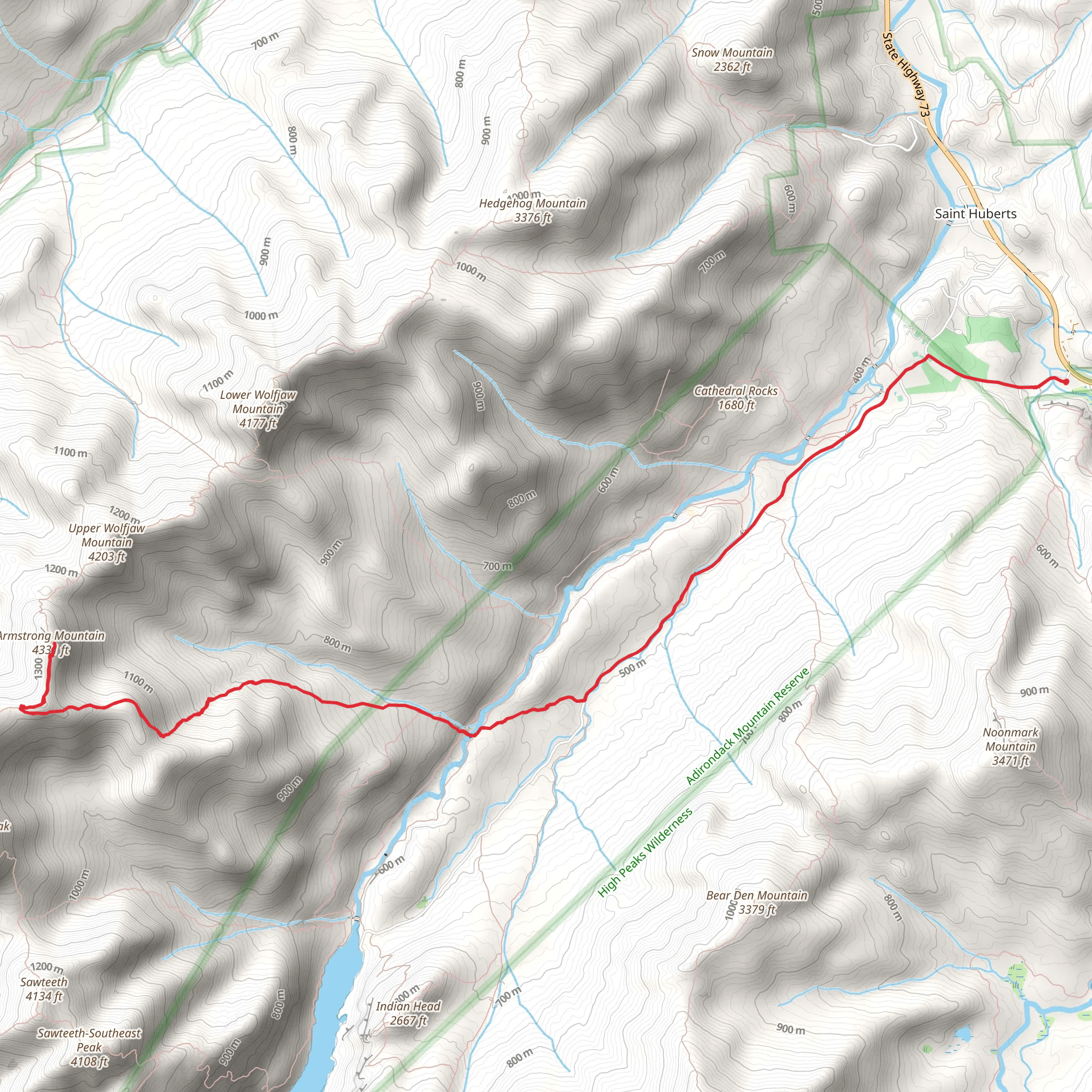Armstrong Mountain Trail via Ausable Club Road mobile static map