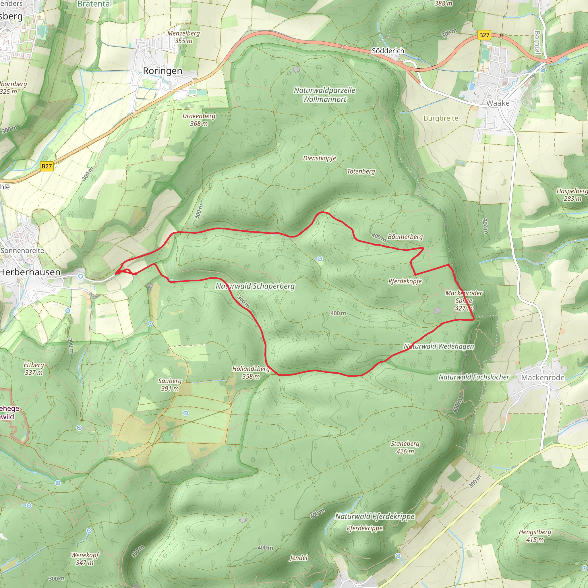 Mackenroeder Spitze via Waldwiesenweg and Borheckstrasse mobile static map