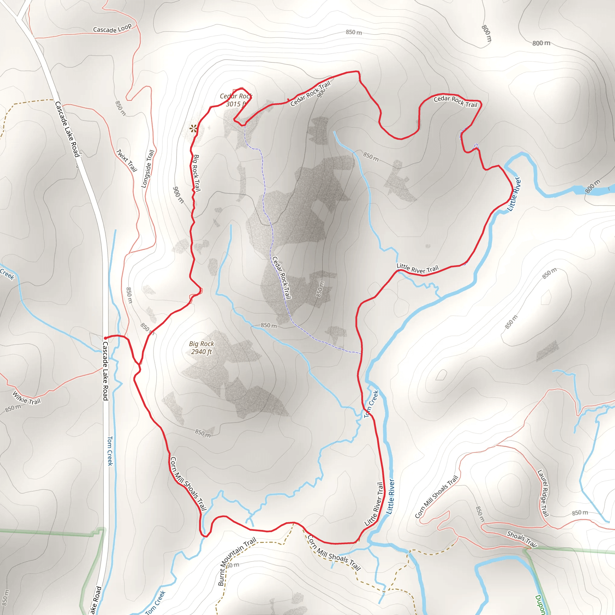 Big Rock, Cedar Rock and Little River Loop Trail mobile static map