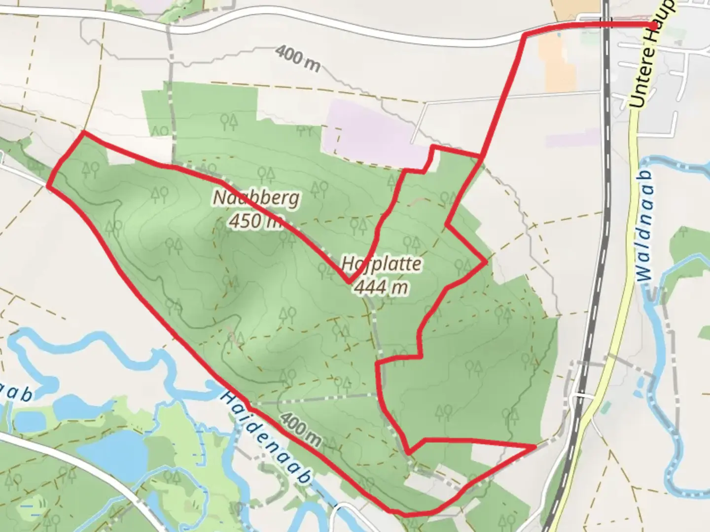 An image depicting the trail Naabbergweg and its surrounding area.