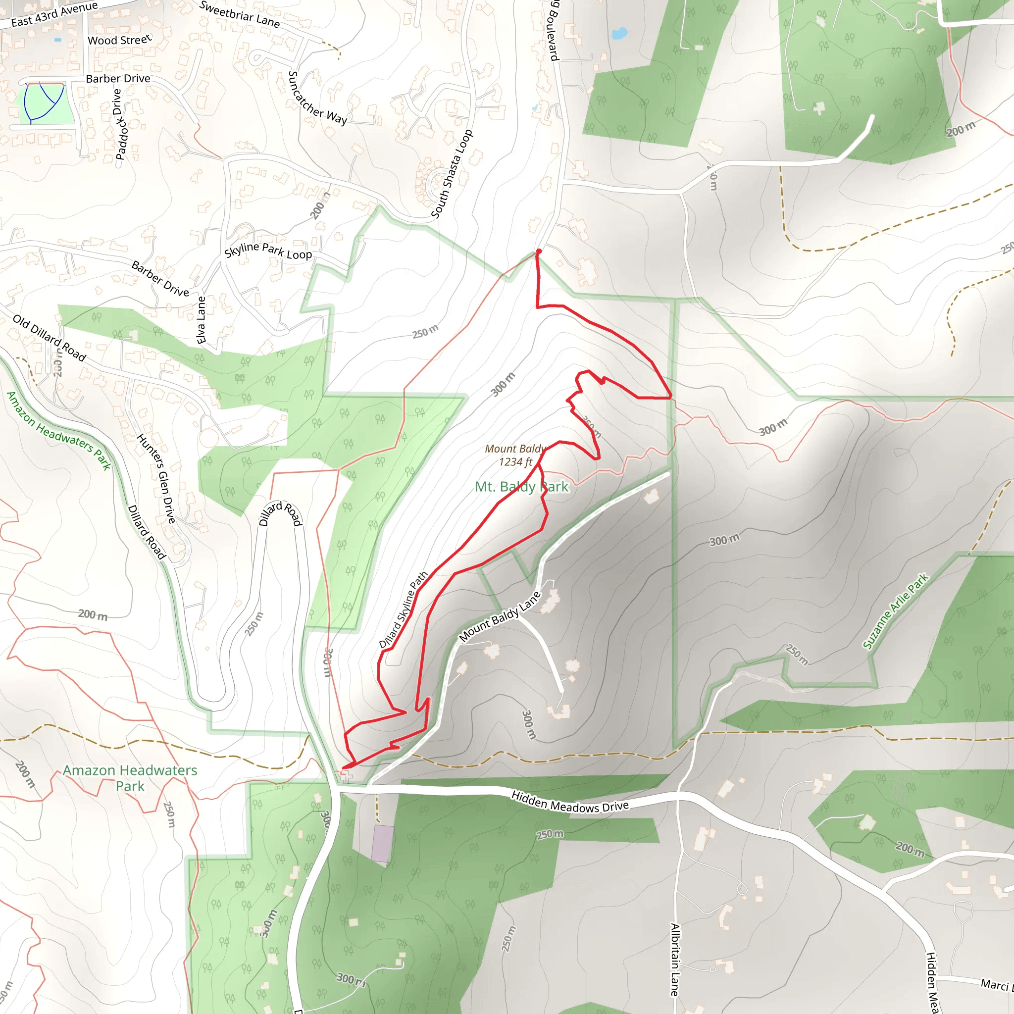 Mount Baldy and Dillard Skyline Path Loop mobile static map