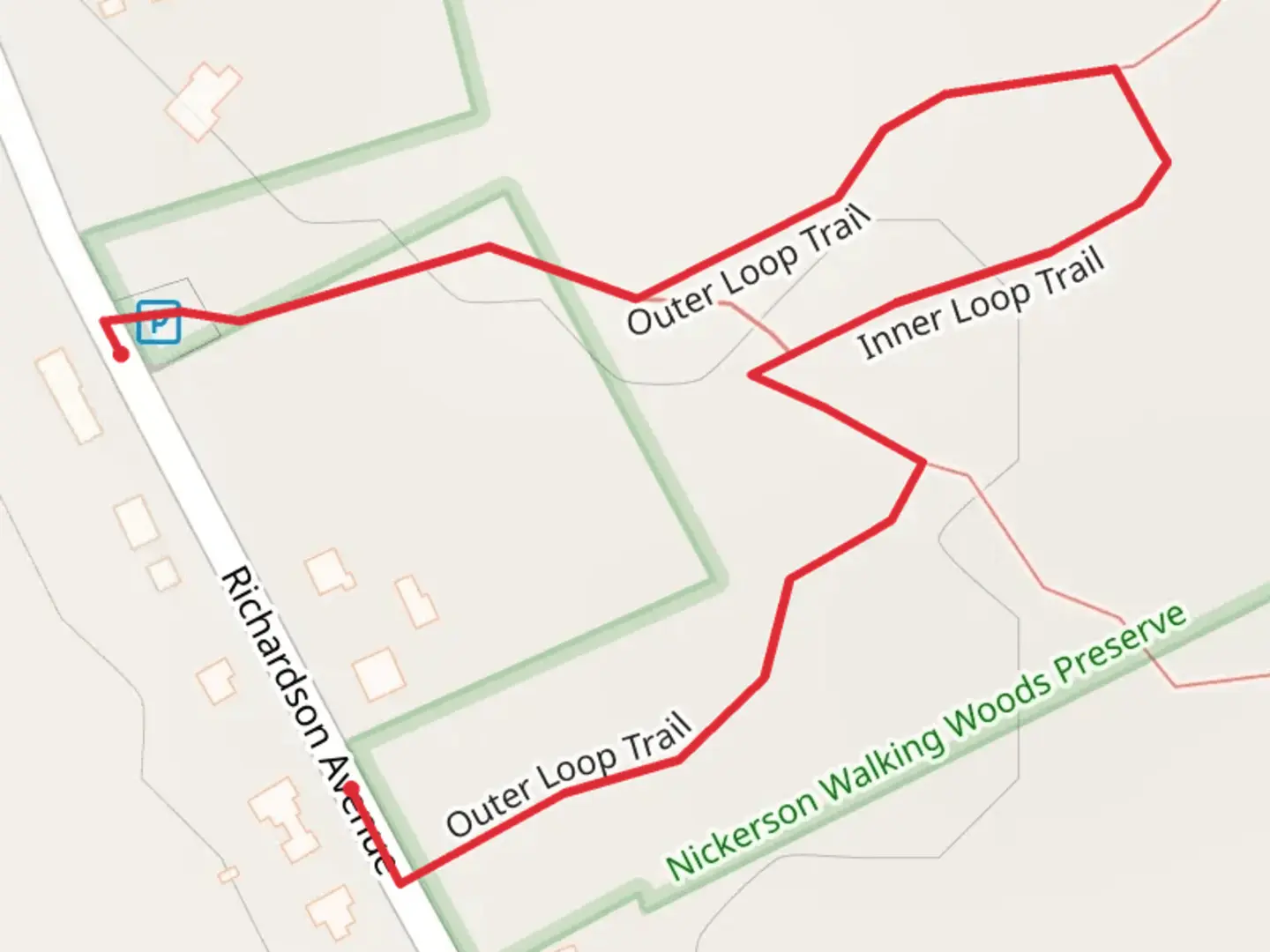 An image depicting the trail Inner and Outer Loop in Richardson Avenue and its surrounding area.