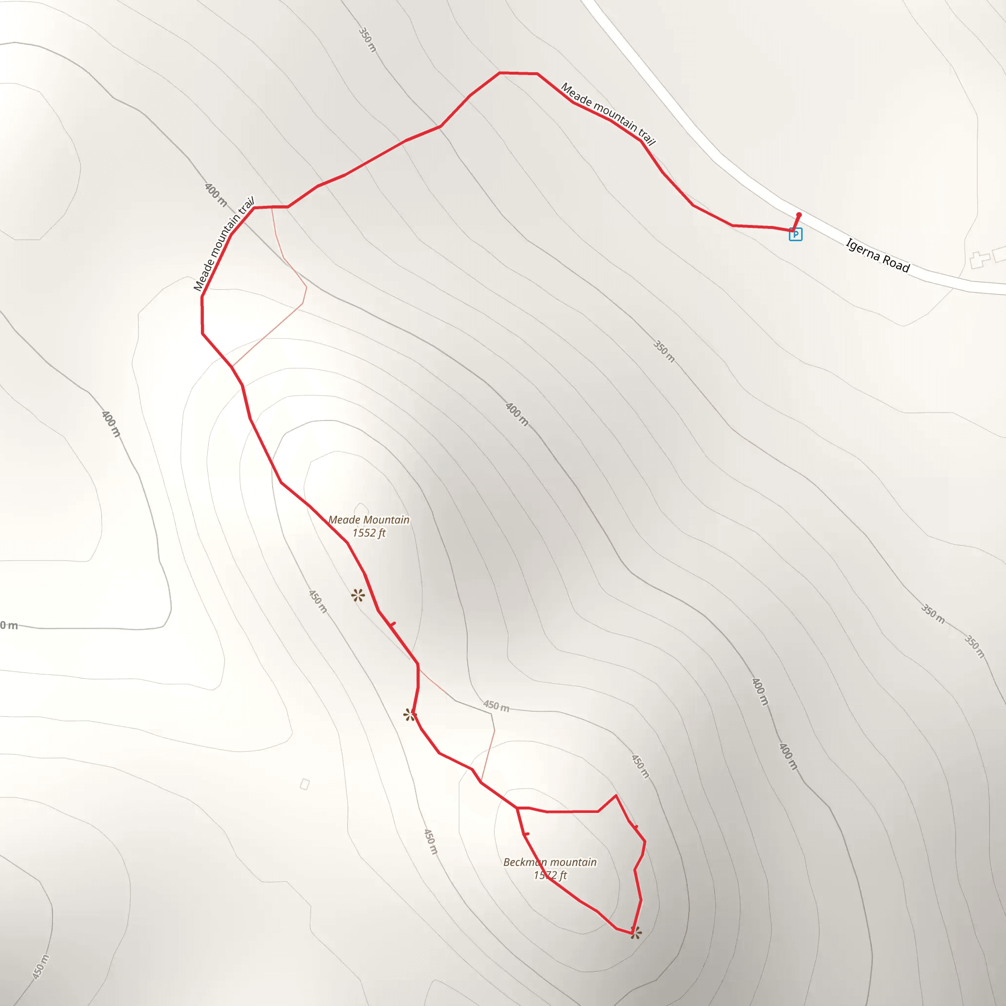 Meade Mountain and Beckman Mountain Trail mobile static map