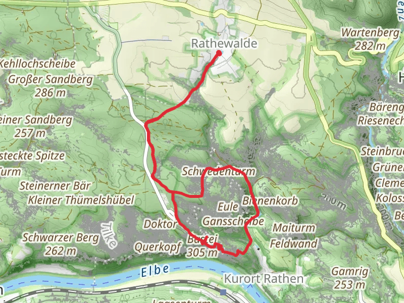 Bastein, Tiedgestein and Neurathener Felsentor via Gelber Strich and Malerweg