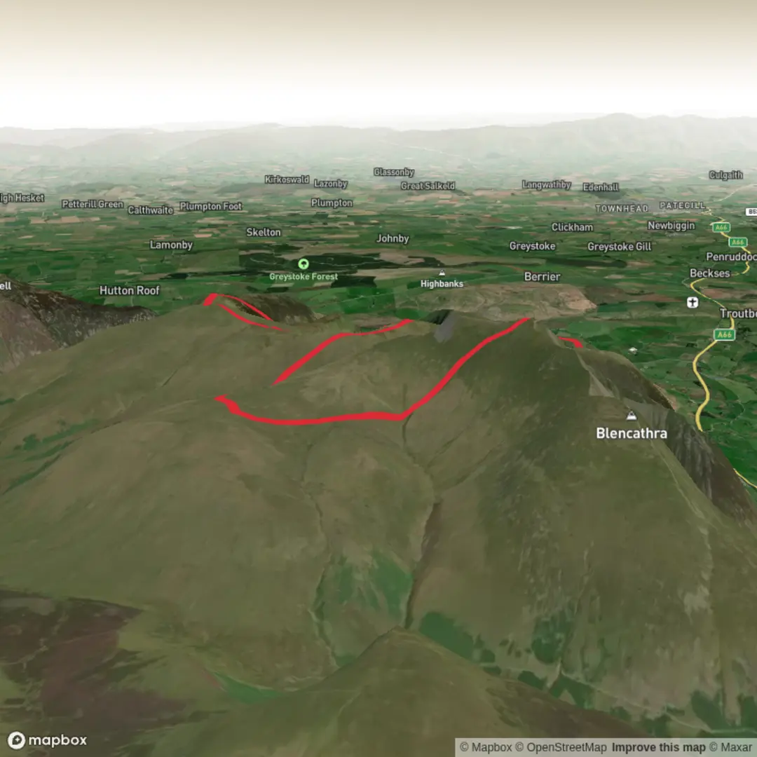 An image depicting the trail The Blencathra Group and its surrounding area.