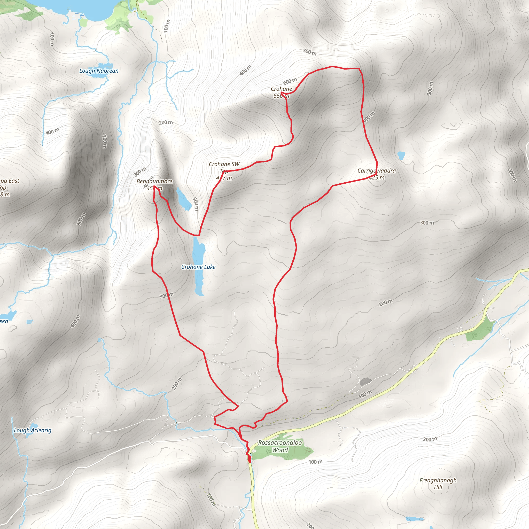 Carrigawaddra and Crohane Loop from Kilbonane mobile static map
