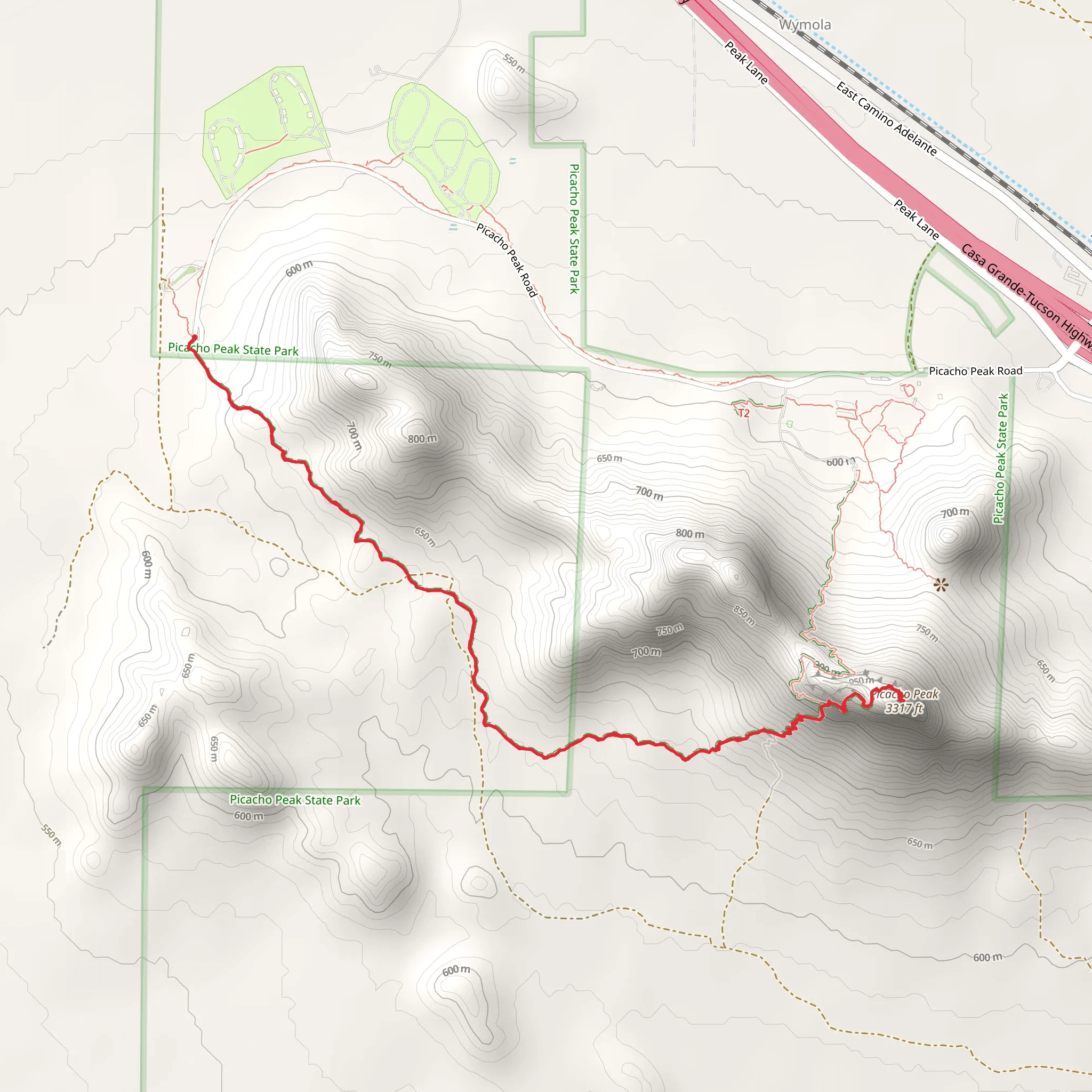Picacho Peak via Sunset Vista Trail mobile static map
