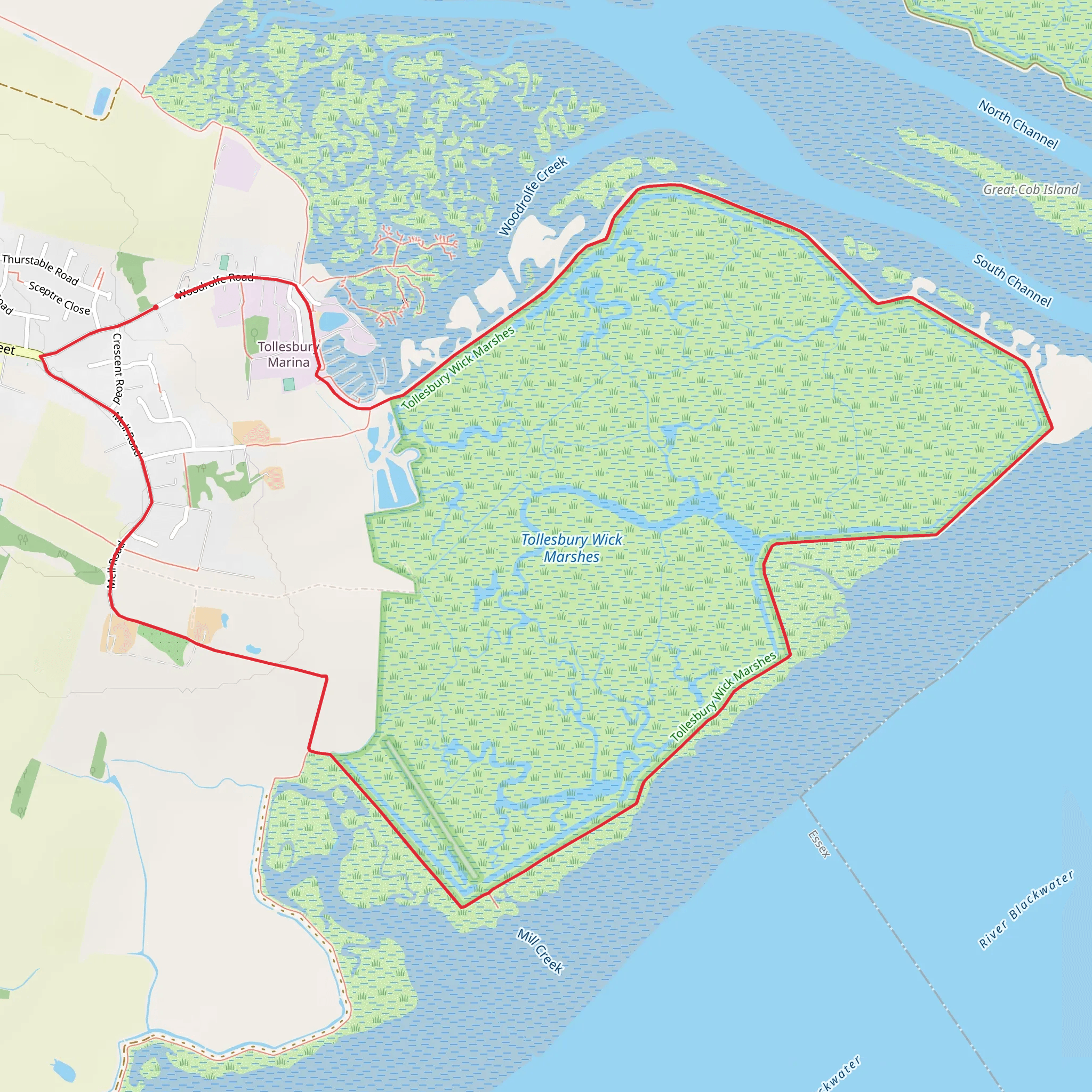 Tollesbury Loop mobile static map