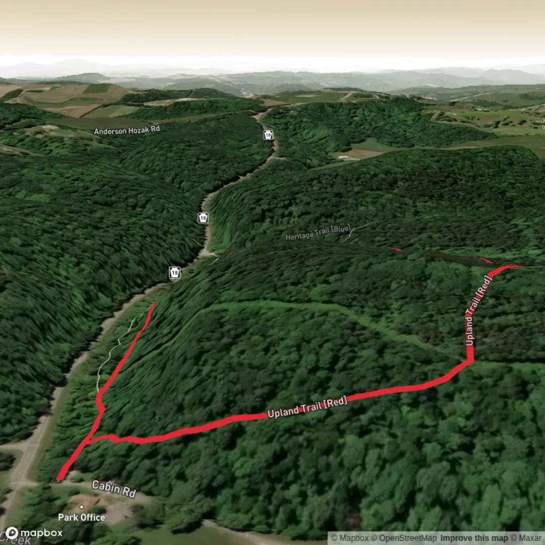 An image depicting the trail Upland Trail - Red and its surrounding area.