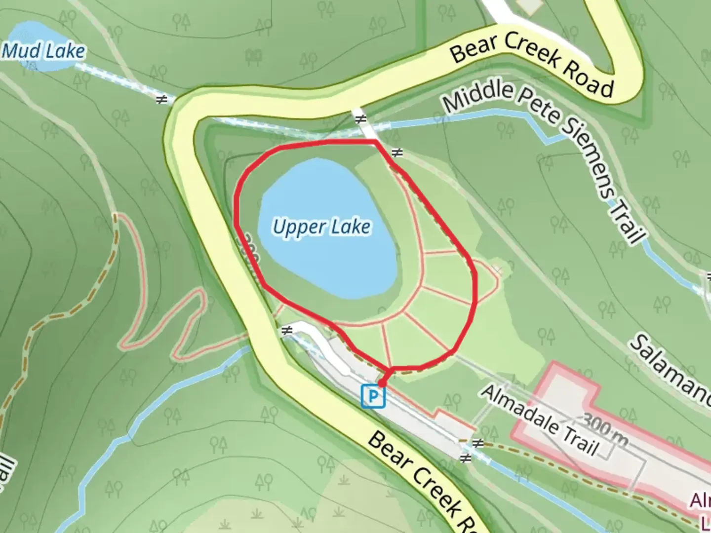 An image depicting the trail Upper Lake Loop and its surrounding area.