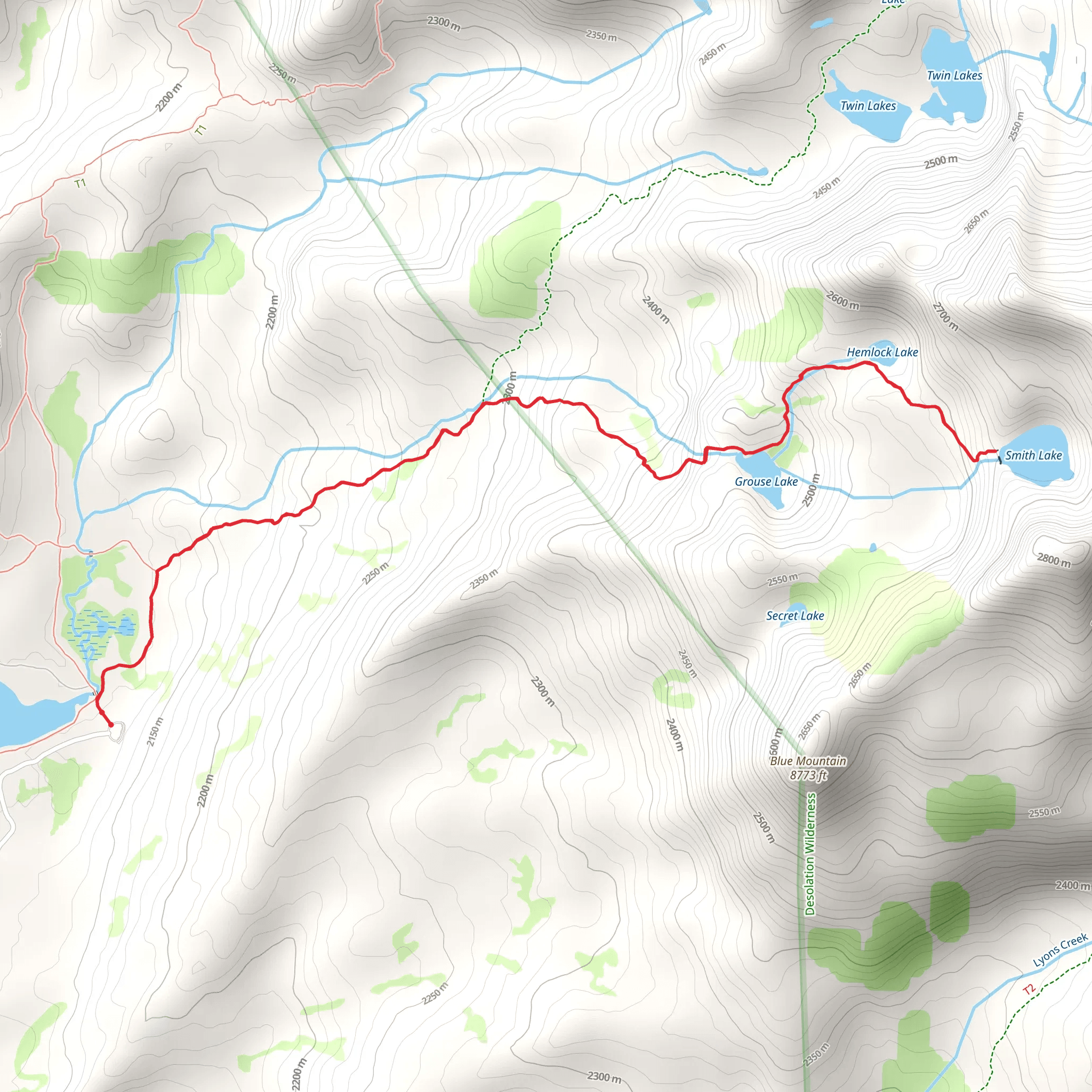 Grouse Lake and Smith Lake via Twin Lakes Trail mobile static map